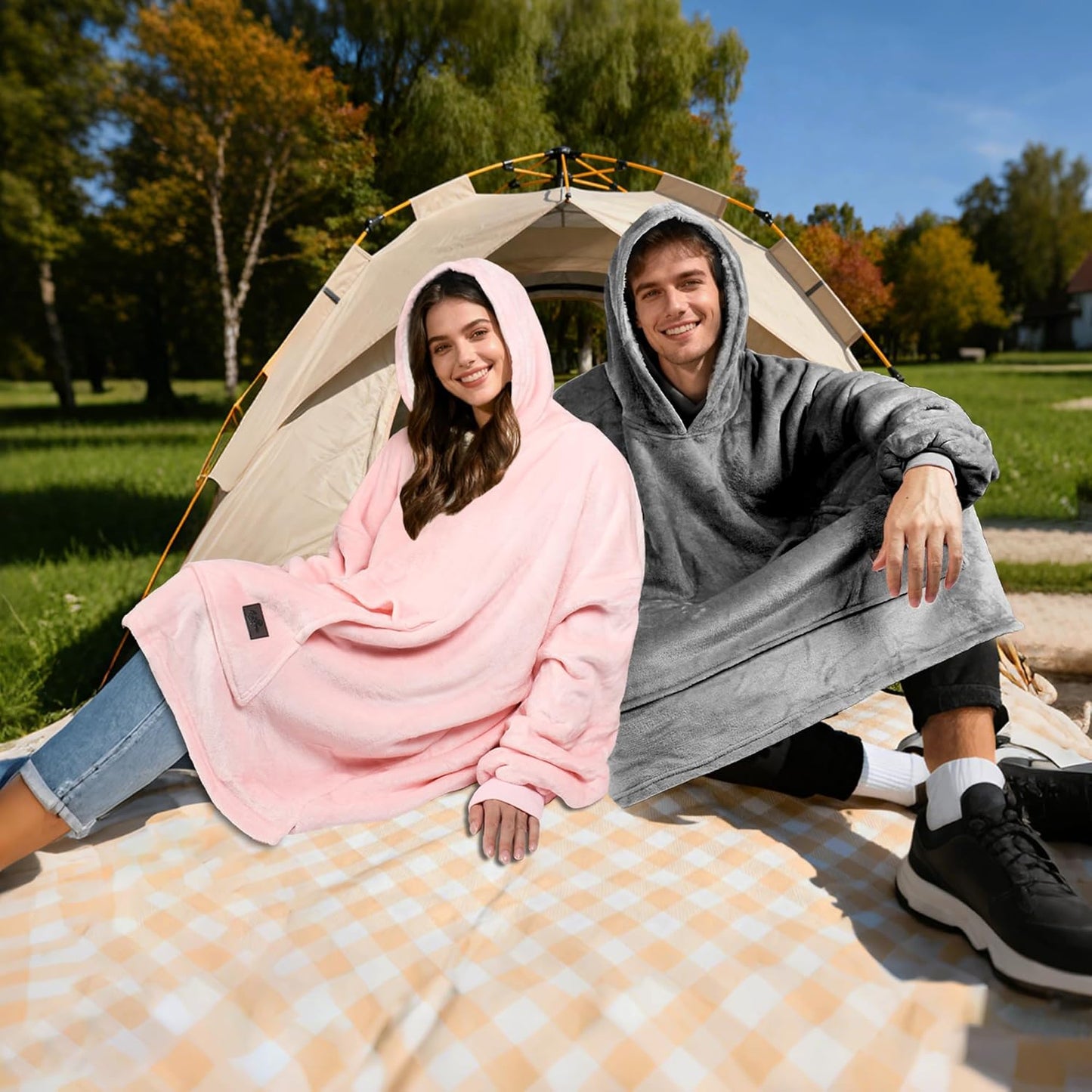 Tirrinia Oversized Blanket Hoodie, Wearable Fluffy Sherpa Blanket, Cozy Sweatshirt Blanket Gift for Adult Women Men Girlfriend
