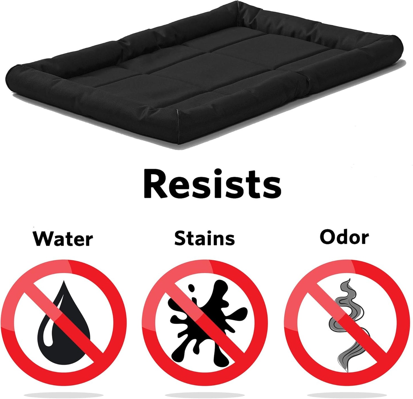 MidWest Homes for Pets Medium QuietTime MAXX Ultra-Rugged Dog Bed, Water & Odor Resistant, Bolstered Edge, Non-Slip Bottom, Fits 30-inch Crates, Black