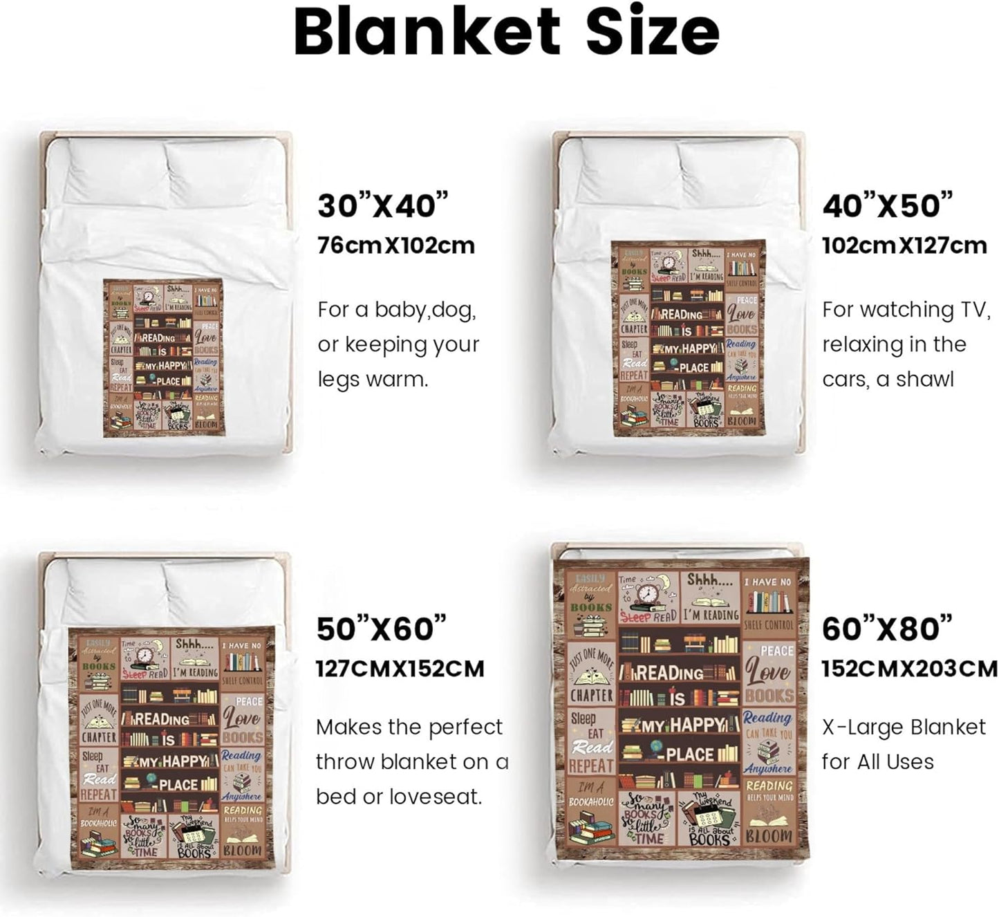 Book Lovers Gifts for Women, Book Lover Gift Ideas, Book Blanket, Gifts for Book Lovers, Reader, Librarian, Bookworm Gifts on Birthday Christmas Throw Blankets 50"x60"