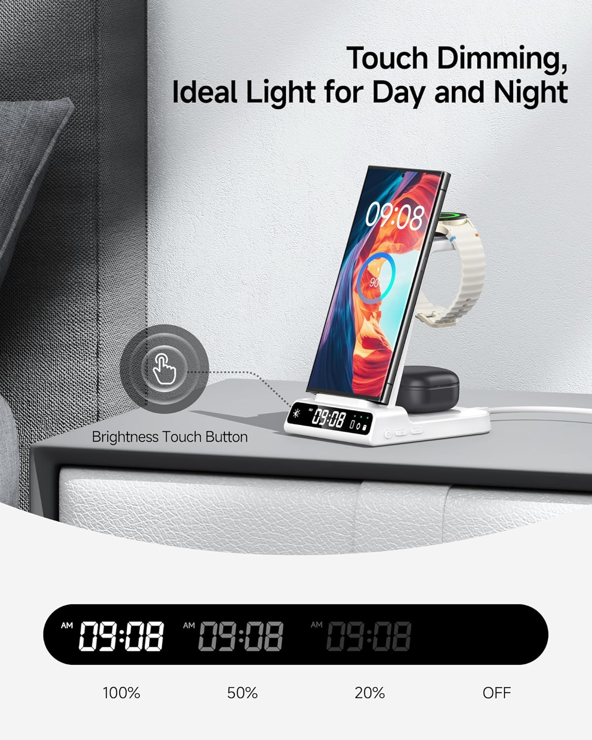 Wireless Charger for Samsung, 3 in 1 Wireless Charging Station for Samsung Galaxy S25 Ultra/S24 Ultra/S23/S22/Note 20/Z Flip 6/Fold 6, Charger for Samsung Galaxy Watch Ultra/8/7/6, Galaxy Buds 3/3 Pro