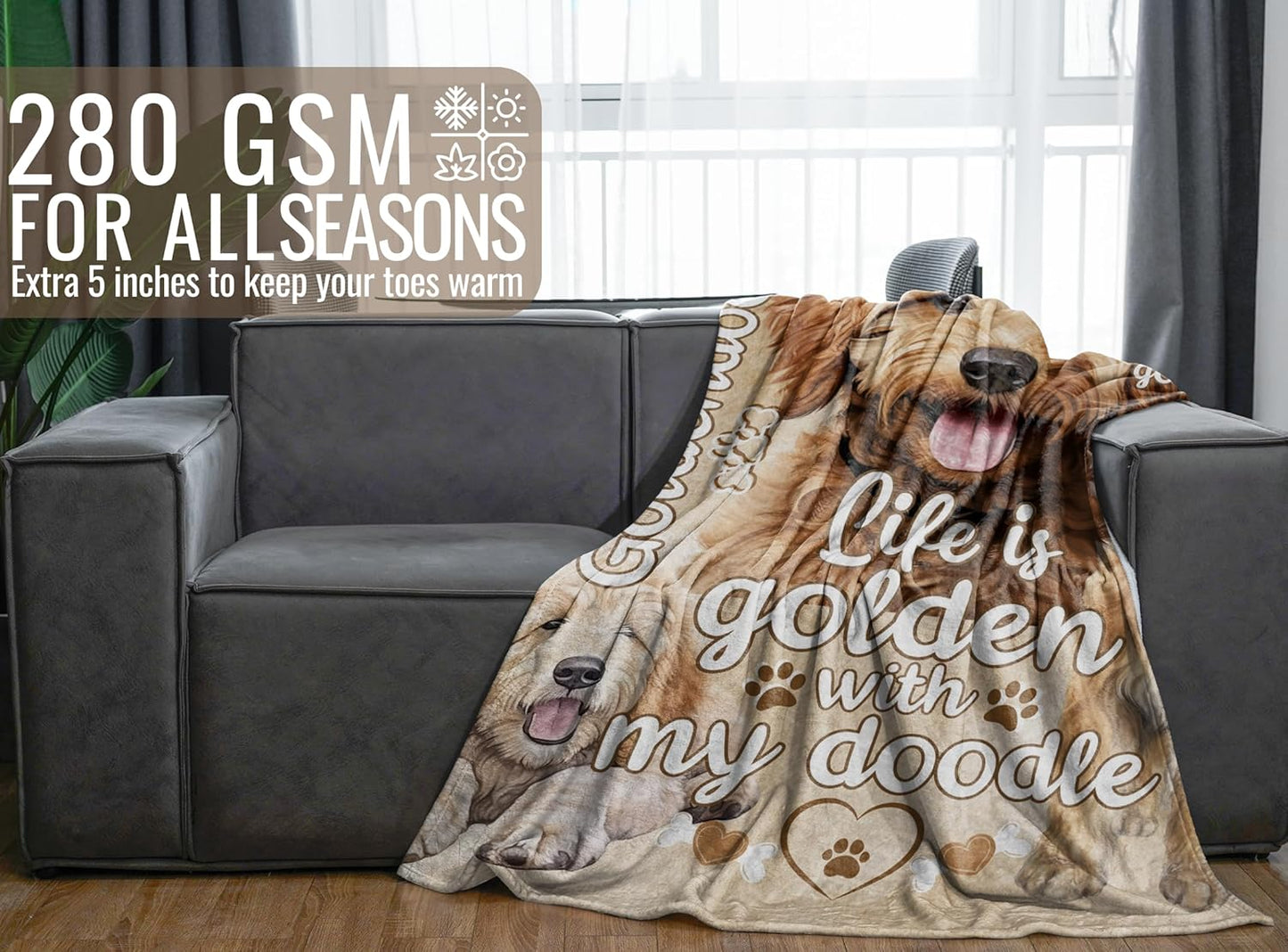 Goldendoodle Blanket Gifts for Dog Lover & Owner, Goldendoodle Dog Mom & Dad Blanket, Birthday for Women & Men, Soft Flannel, 65 x 50 inches