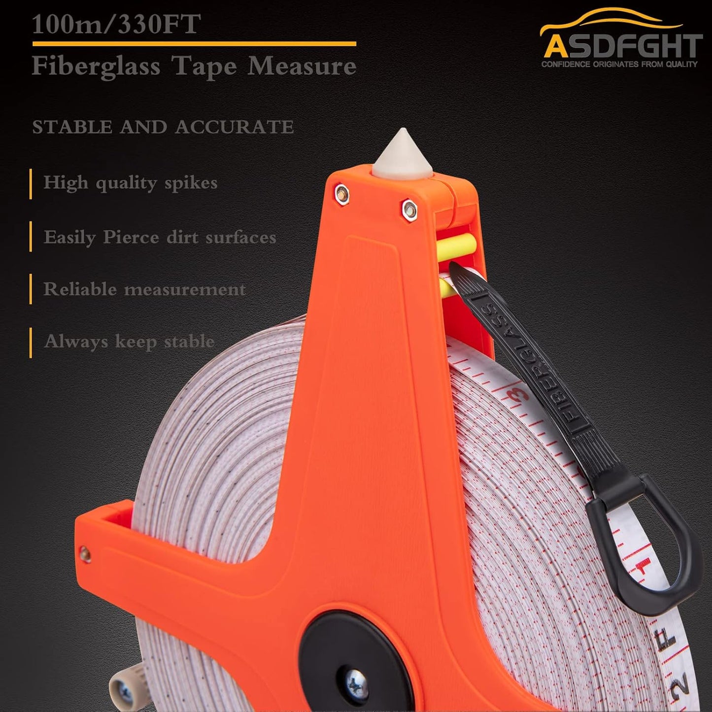 Open Reel Tape Measure 330 Feet, Fiberglass Tape Measure, Yard Measuring Tape Fit for Sports Field, Outdoor, Engineer,Track, Durable Dual-Sided Measuring Reel with Feet and Meters (1/2')