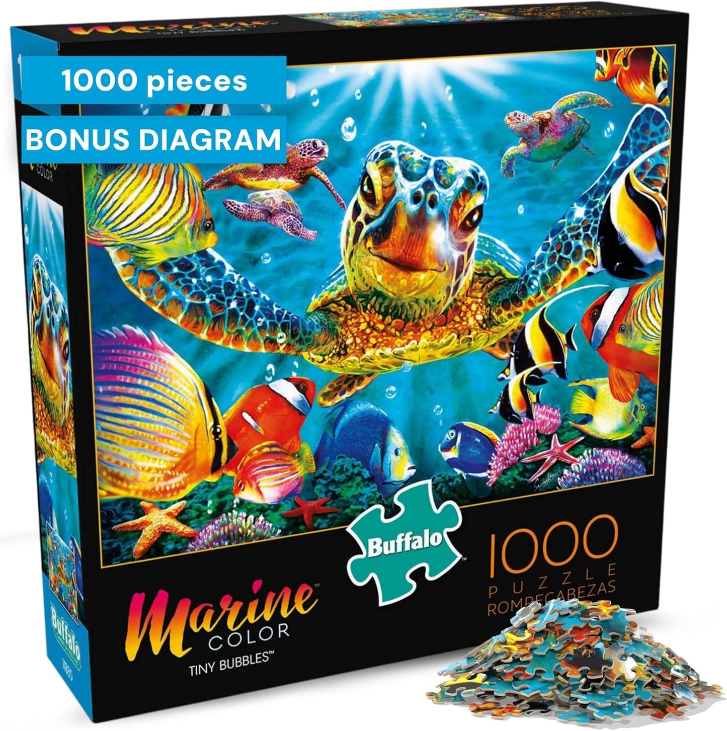 Buffalo Games - Tiny Bubbles - Steve Sundram - 1000 Piece Jigsaw Puzzle for Adults - Vibrant Underwater Scene - Challenging Puzzle Perfect for Game Nights - Finished Size is 26.75 x 19.75