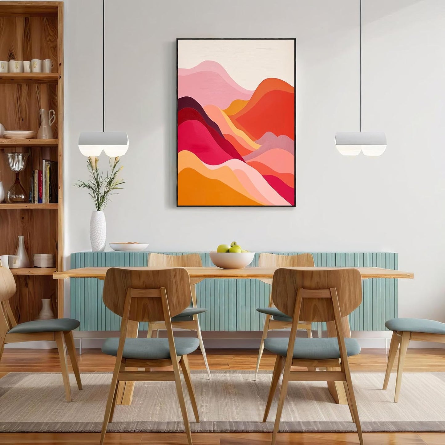 GDJSMIN Abstract Fantasy Landscape Painting Wall Art, Pink Orange Hill Pattern Poster For Reading Room Living Room Decor 24 X 36 Inch Unframed