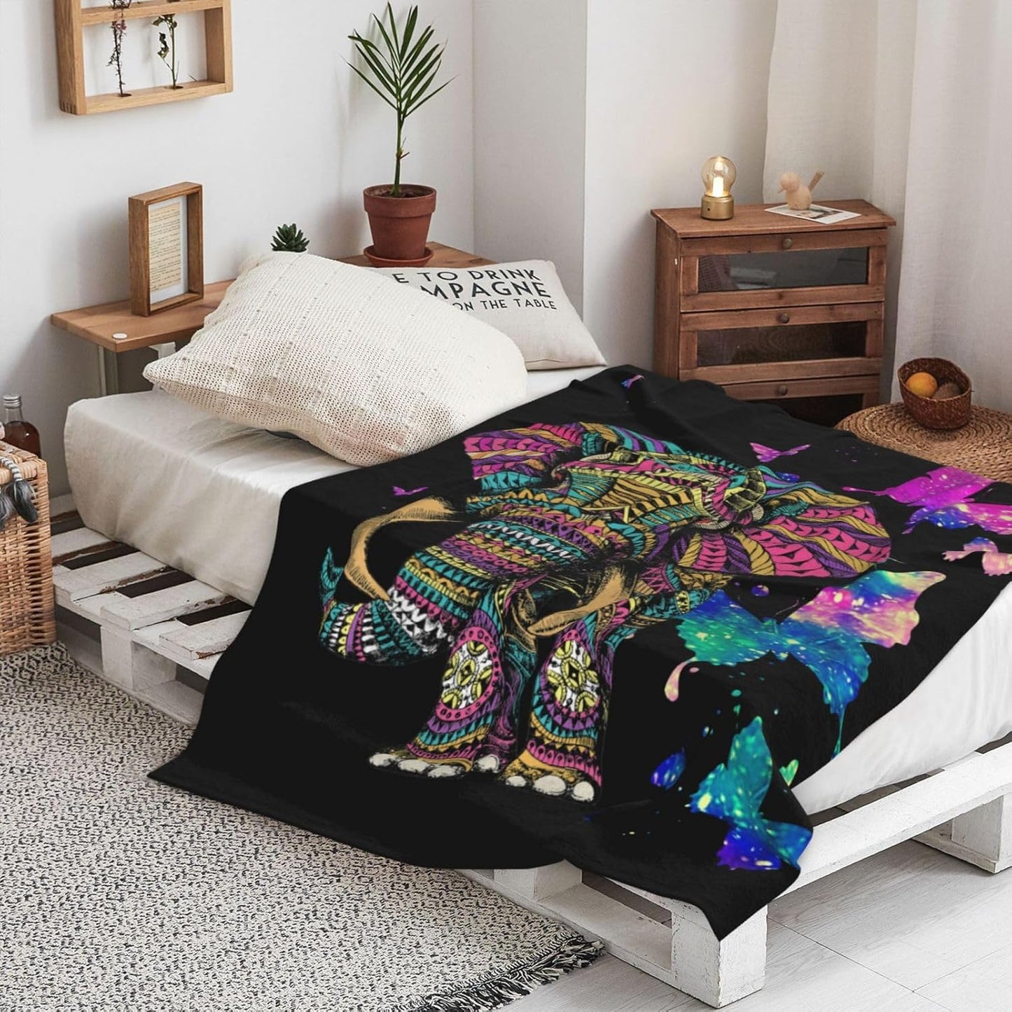 Elephant Throw Blanket Fuzzy, Elephant Gifts for Women Men Girls Boys Kids, Soft Cozy Fleece Blanket Warm Flannel Throws for Couch Sofa Bed Living Room