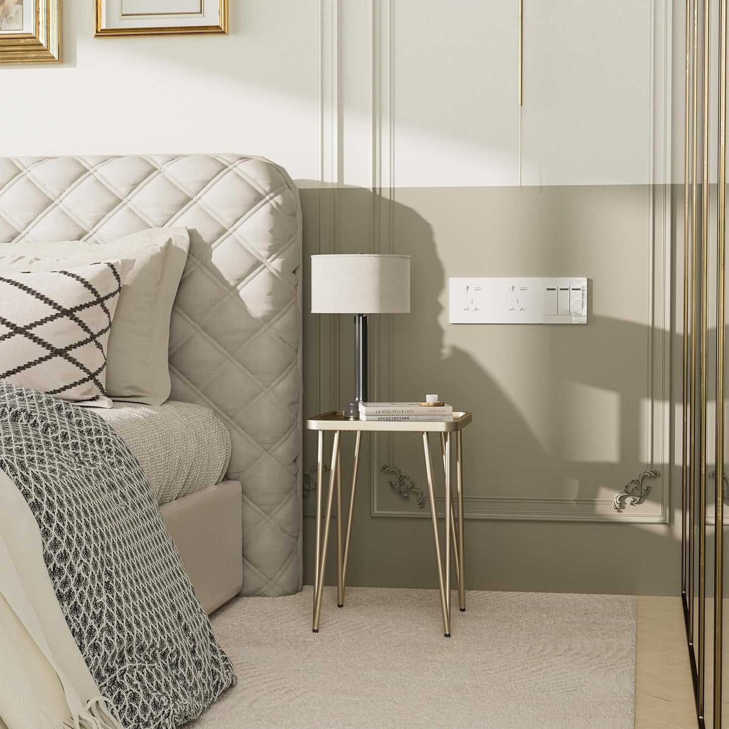 Palama Square Side Table - Metal End Table, Easy Assembly Champagne Gold Bedside Table, Perfect for Small Spaces Indoor or Outdoor, Single Plant Stand
