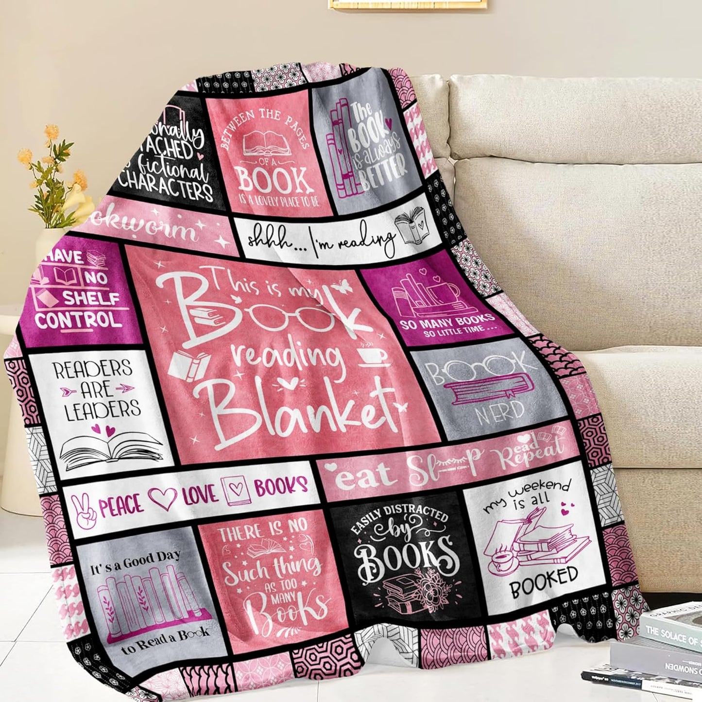 Book Lovers Blanket 60" x 50", Gift/Presents for Books Lover Women, Bookish/Book Club/Bookworm/Reading/Literary Gifts for Avid Readers