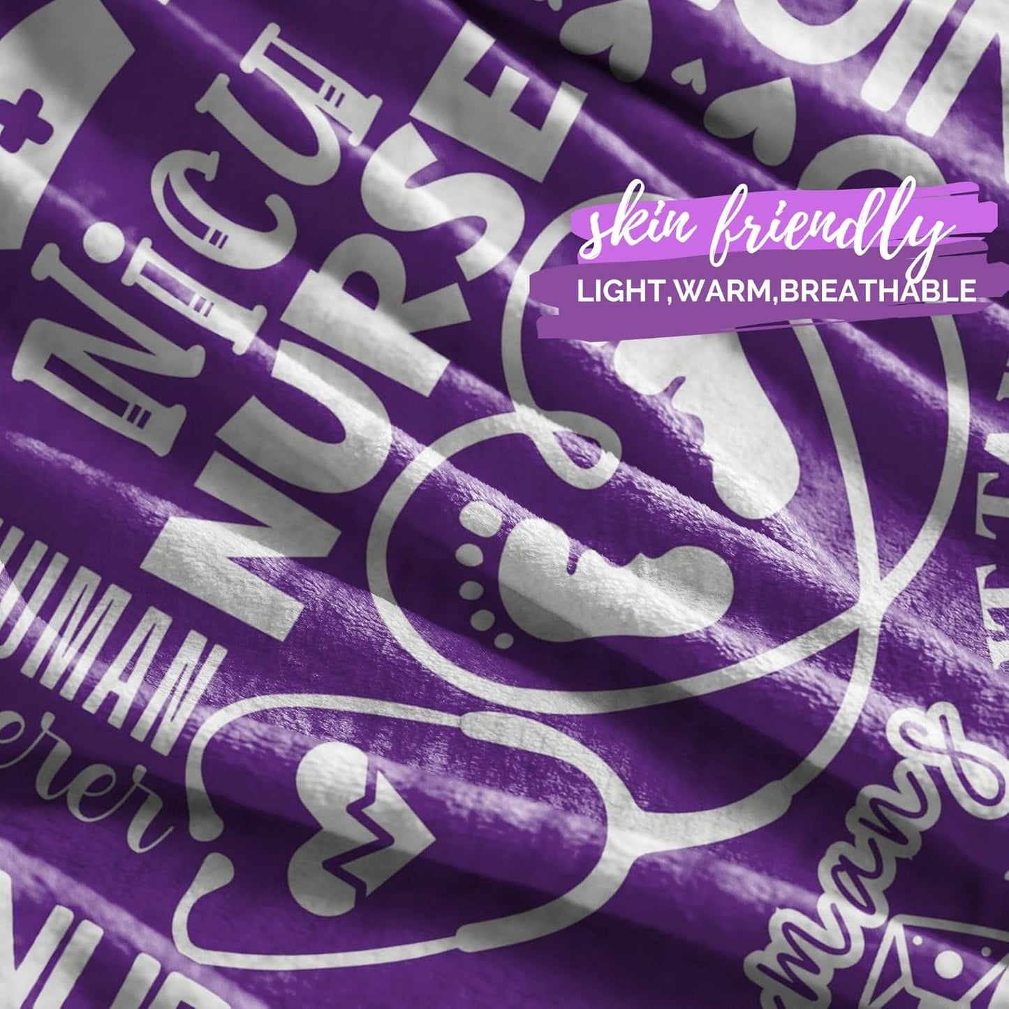 InnoBeta Nurse Gifts for Women, NICU Nurse Throw Blanket for Adults, Aunt, Sisters, Best Friends, 50 x 65 Inches, Purple