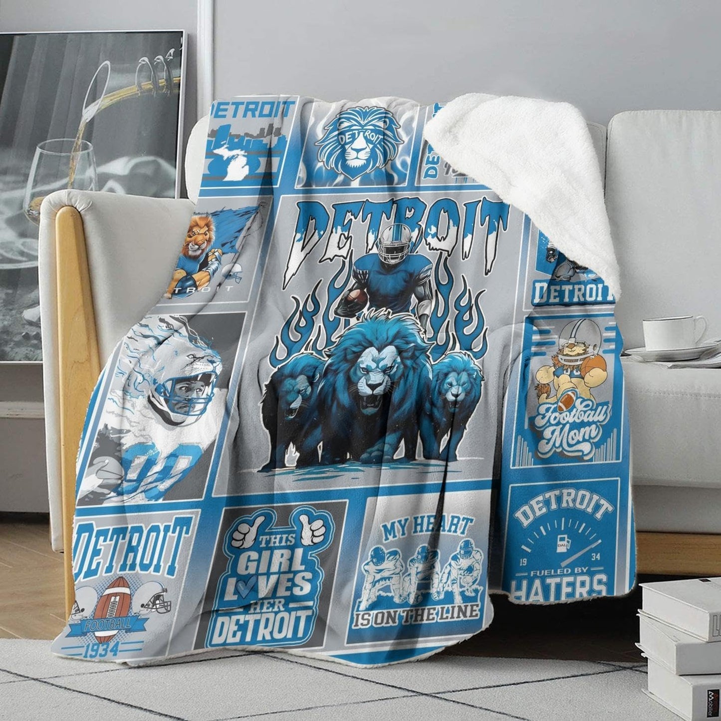 Football City Sherpa Throw Blanket for Football Fans Gifts,Ultra Soft Flannel Blankets,Double Layer Fabric Warm Blankets,60" X 50"