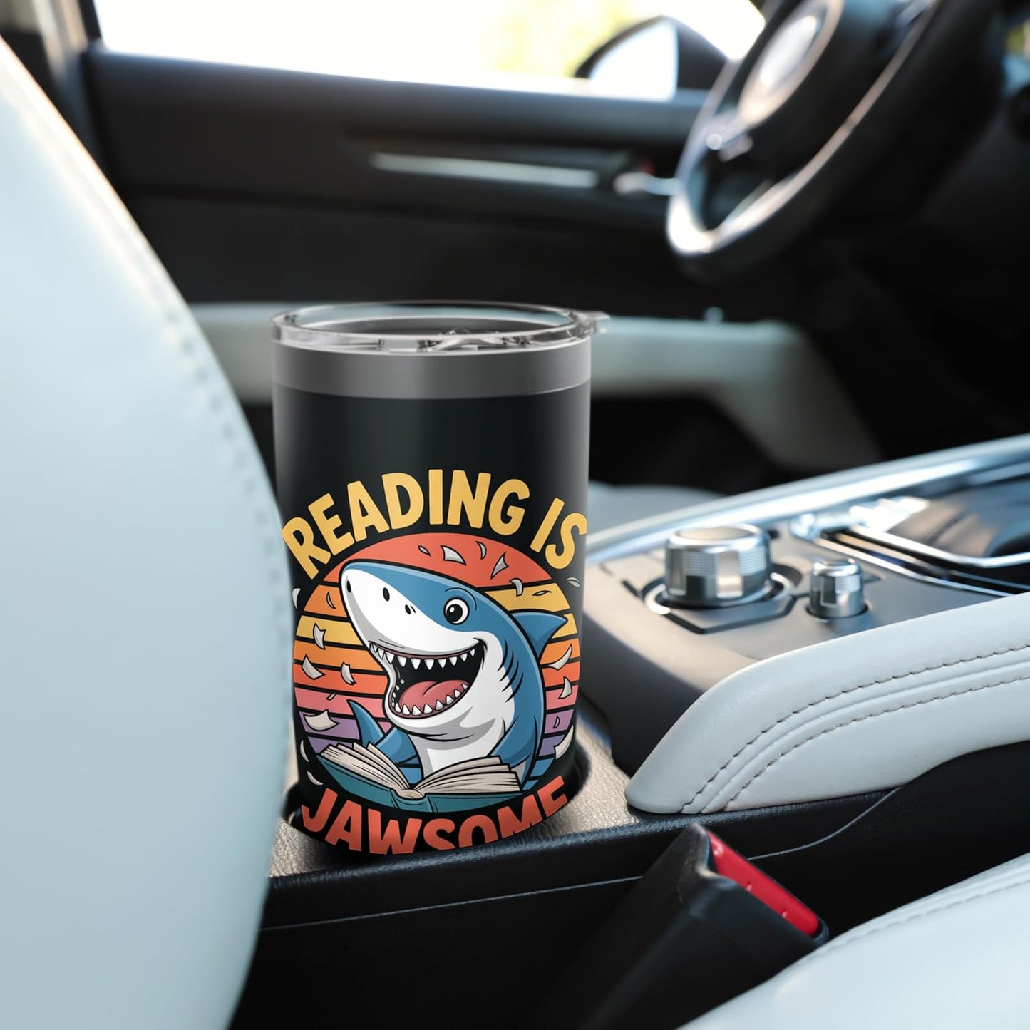 Reading Is Jawsome Shark reading Stainless Steel Insulated Tumbler
