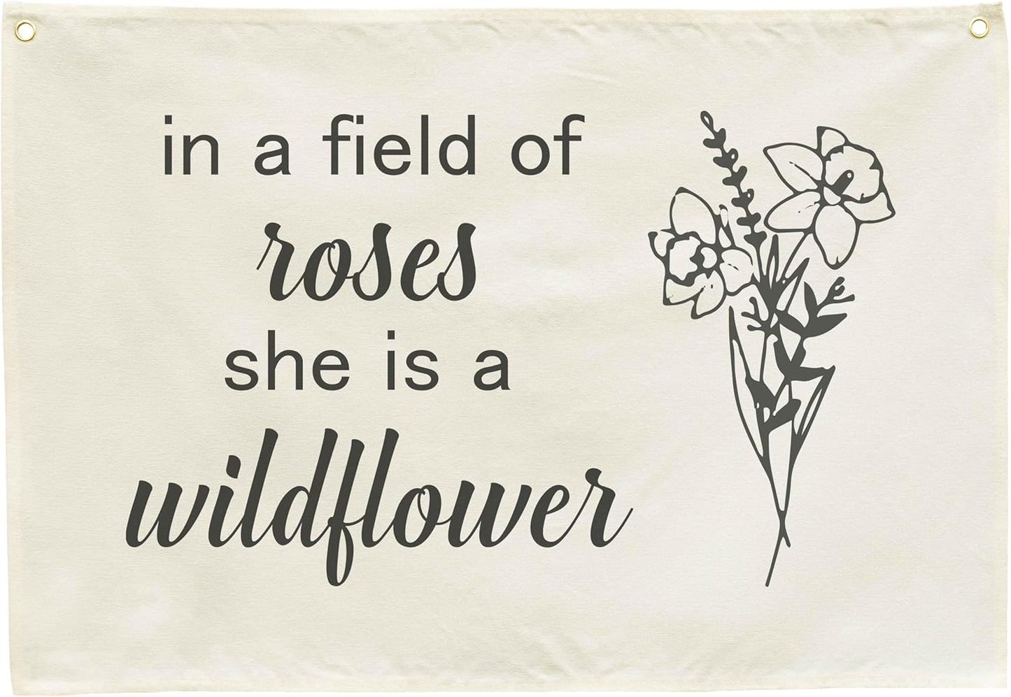 Rectangular Nursery Canvas Banner Wall Decor for Nursery Bedroom Reading Room Playroom Decor,Poster Flag Sign Art for Baby Boy Girl Kids,Baby Shower Birthday Christmas Gift-In a Field of Roses