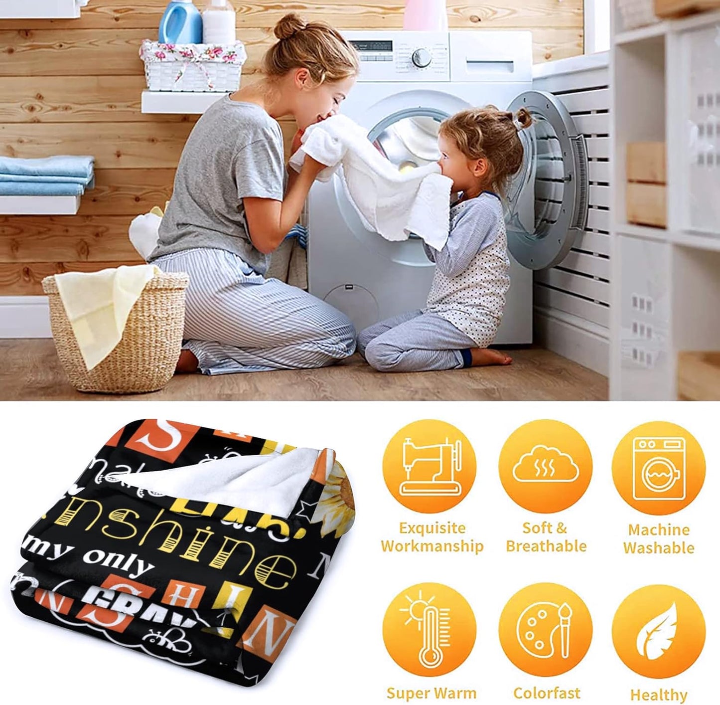Sunflower Blanket You are My Sunshine Throw Blanket Cozy Soft Flannel Lightweight Blanket Gifts for Adults Kids All Season 60"x50"