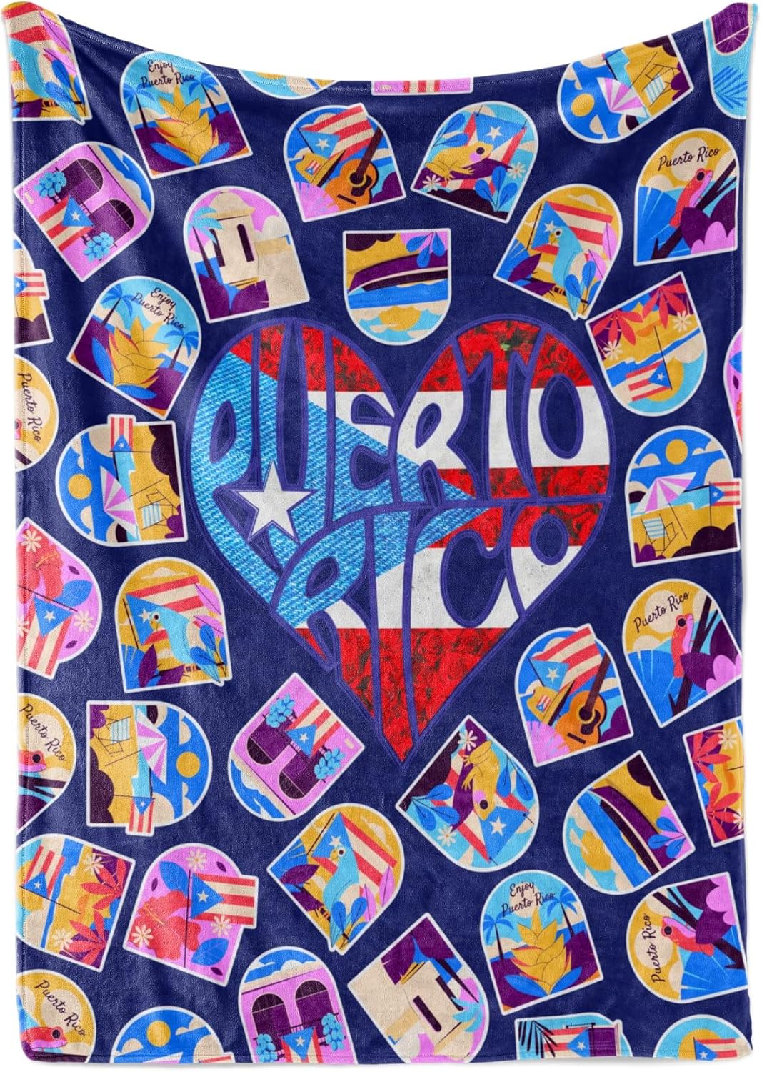 Puerto Rico Gifts, Puerto Rican Flag Throw Blanket, Puerto Rico Souvenirs, Soft Cozy Throw Blanket for Couch Bed Sofa Travelling Camping 50"x65" - Heart