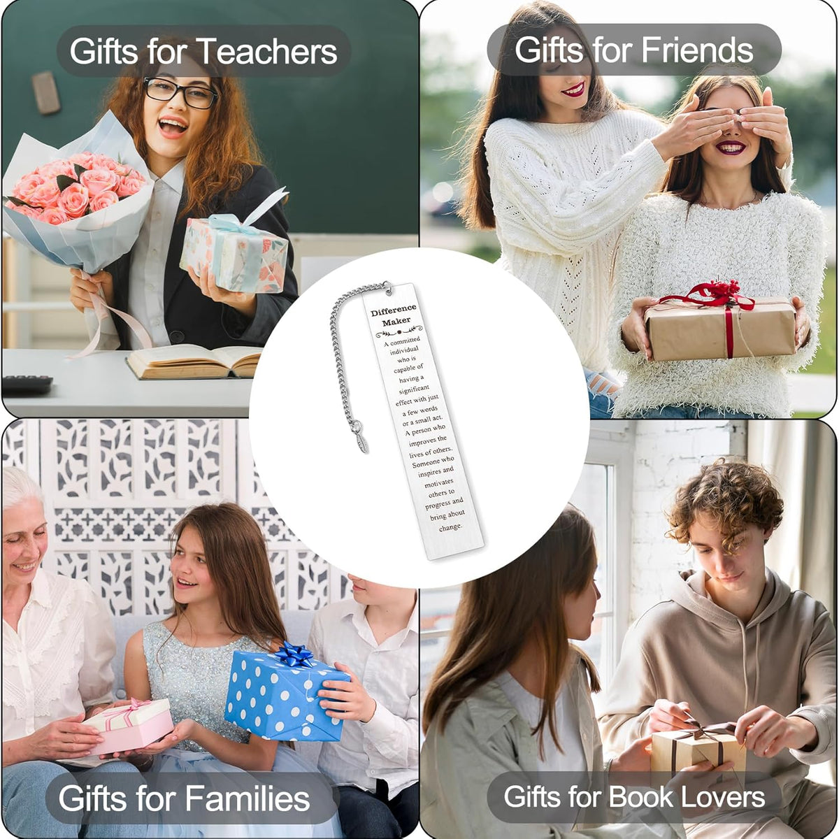 Thank You Gifts for Women Men Reading Lovers Metal Bookmark Book Accessories Difference Maker Employee Appreciation Coworker Leaving Farewell Inspirational Motivational Gift Unique Birthday Gifts