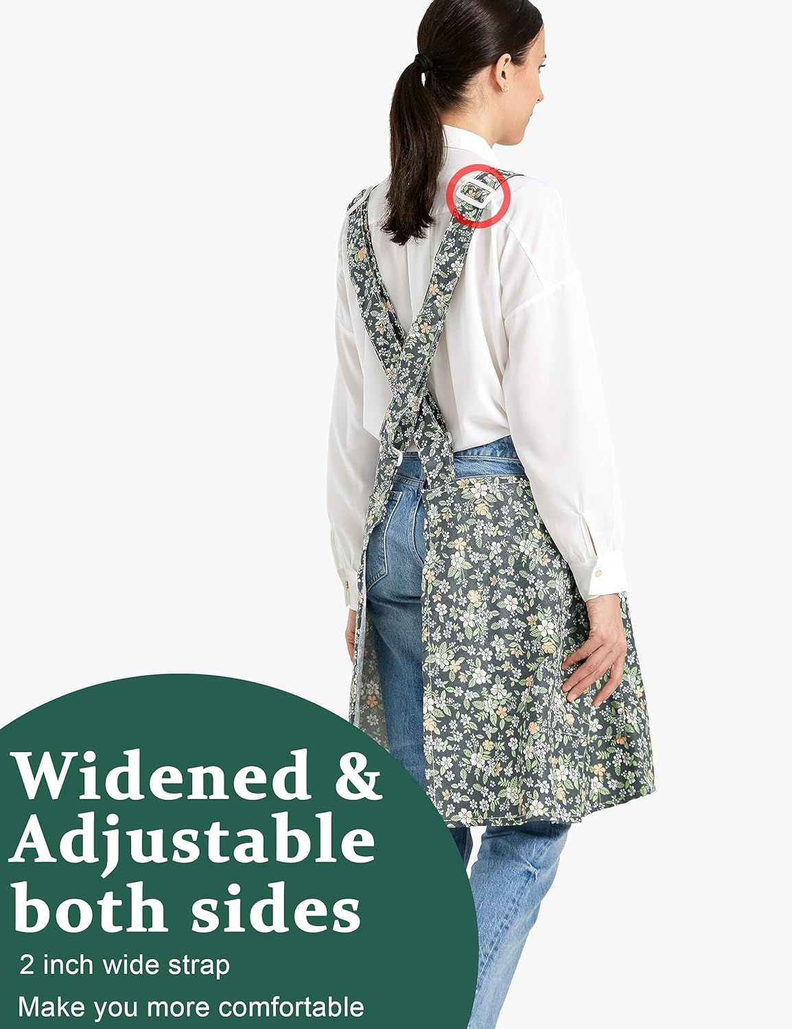 APRONNER Cozy Adjustable Cross Back Aprons for Women with Pockets Cotton Linen Cooking Kitchen Baking