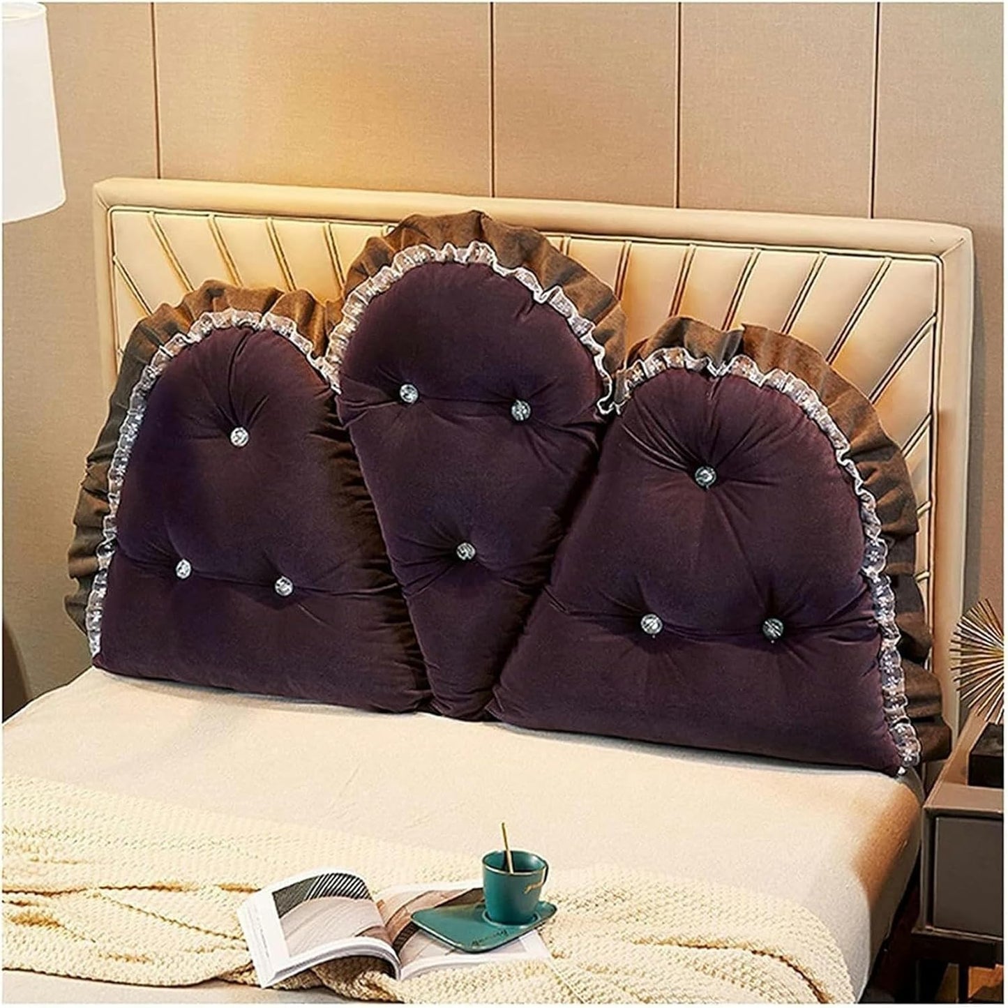 Bed Back Cushion Pillow, Wedge Body Positioners Pillow Bedroom Double-Sided Pillow Modern Soft Pack Headboard Backrest Cushion Bed Rest Pillows(Beige,150x80x15cm)