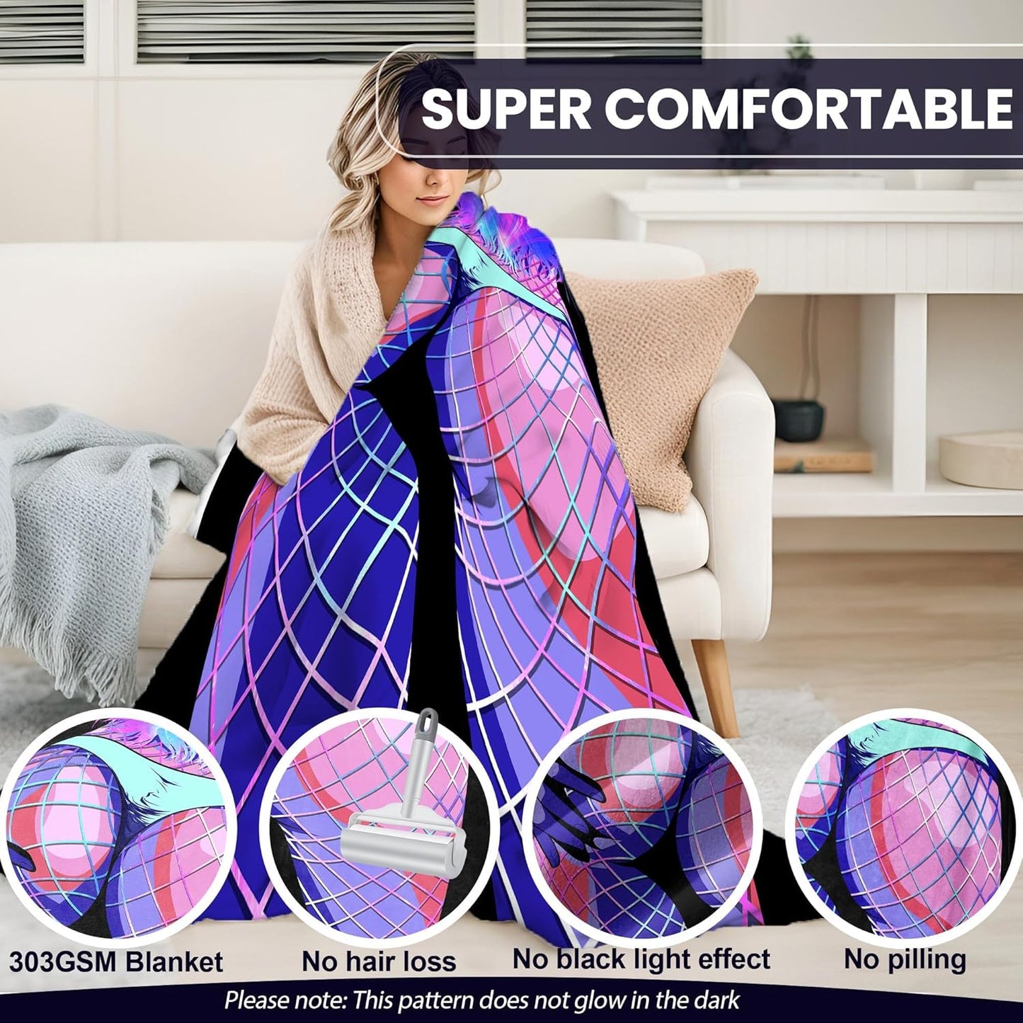 Sexy Anime Throw Blanket Aldults Sex Erotic Naked Hot Girls Blankets for Couch Bed Living Room Sofa, Decorative Patterned Super Soft Cozy, 50x60 in, A