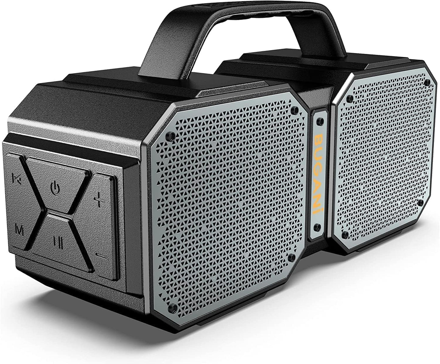 BUGANI Shock Bluetooth Speaker, Portable Bluetooth 5.3, Waterproof, 60W Super Power, Outdoor Speaker, Black(New Model)
