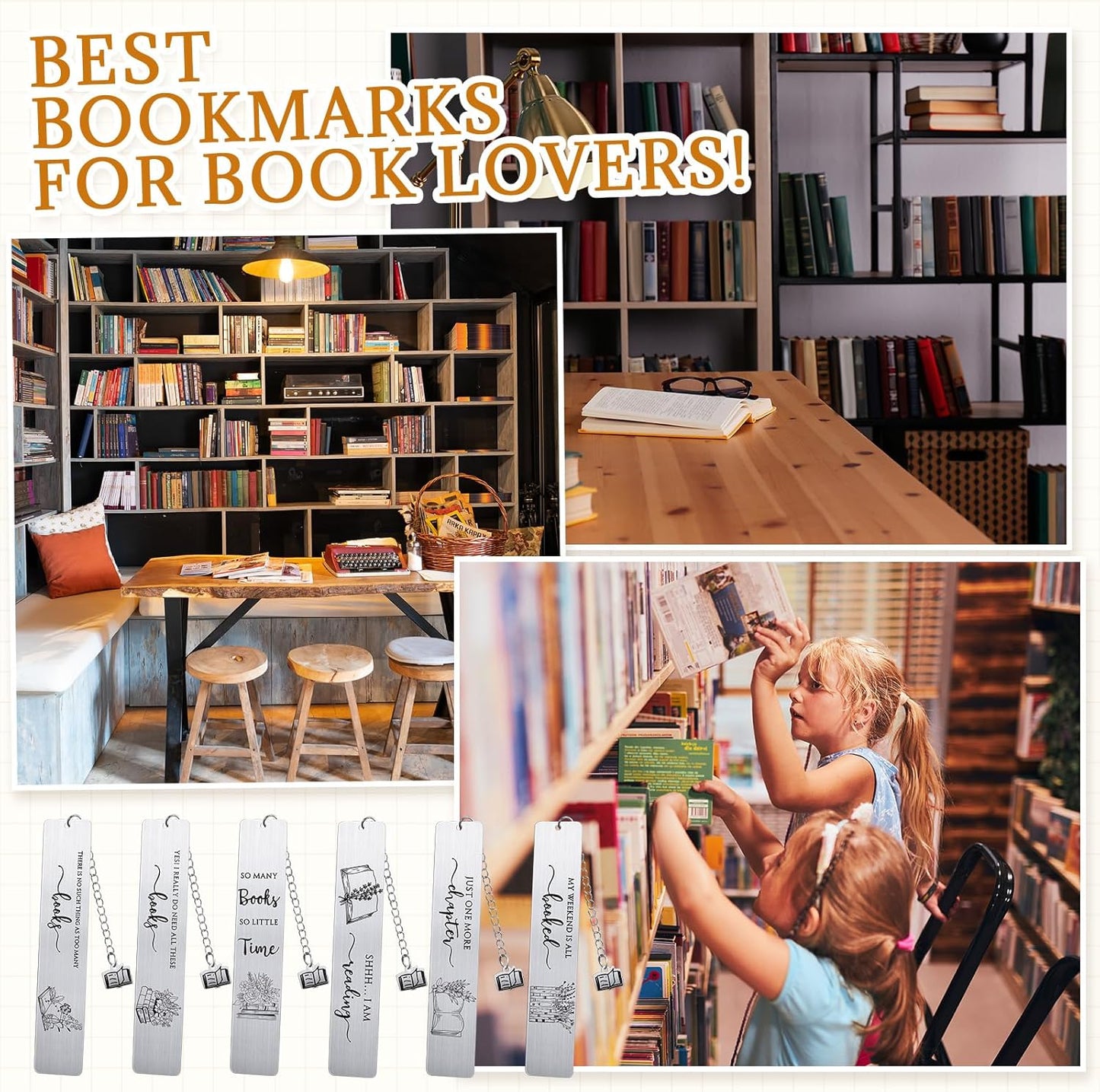 Skyygemm 24 Pcs Book Lovers Gift for Her Him Metal Bookmarks 6 Styles Library Reading Bookmarks Book Club Gift Ideas for Students Senior College
