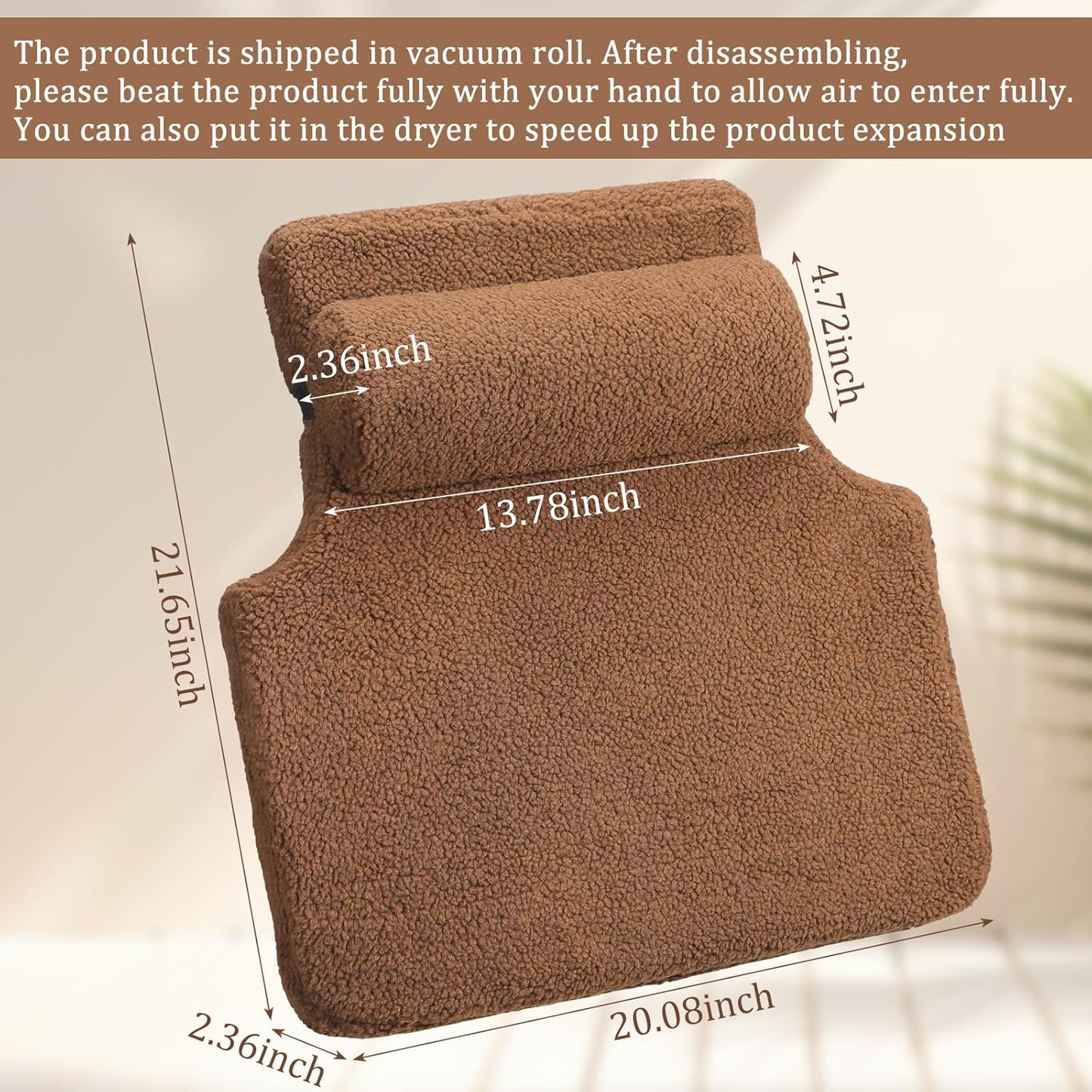 Sherpa Fleece Lumbar Support Pillow with Headrest Recliner Memory Foam Lumbar Pillow Back Cushion for Chair Plush Cushion Thick Pad for Back Pain Car Sofa Chair Headrest Office Home