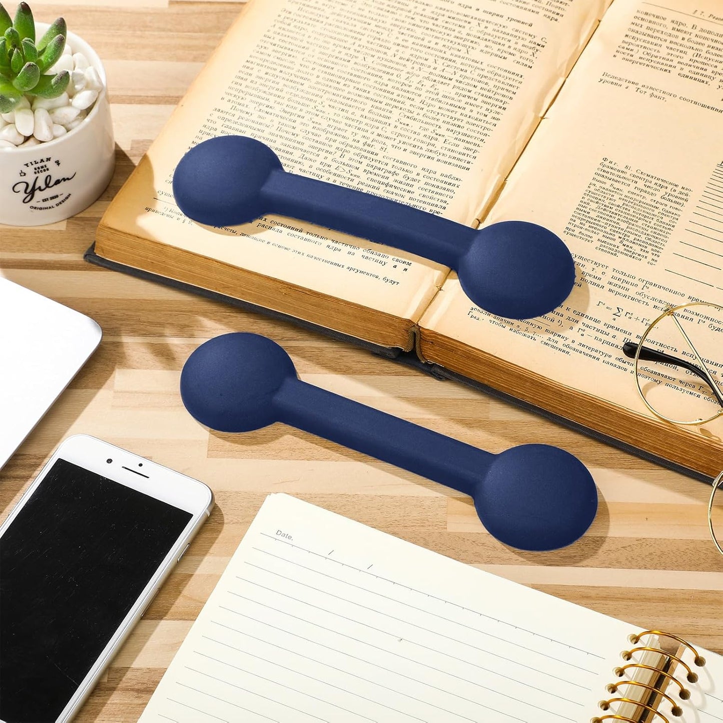 2 Pieces Weighted Bookmarks Book Weight Page Holder Rubber Book Weight Bookmark Portable Weighted Rubber Page Holder for Adults Reading(Dark Blue)