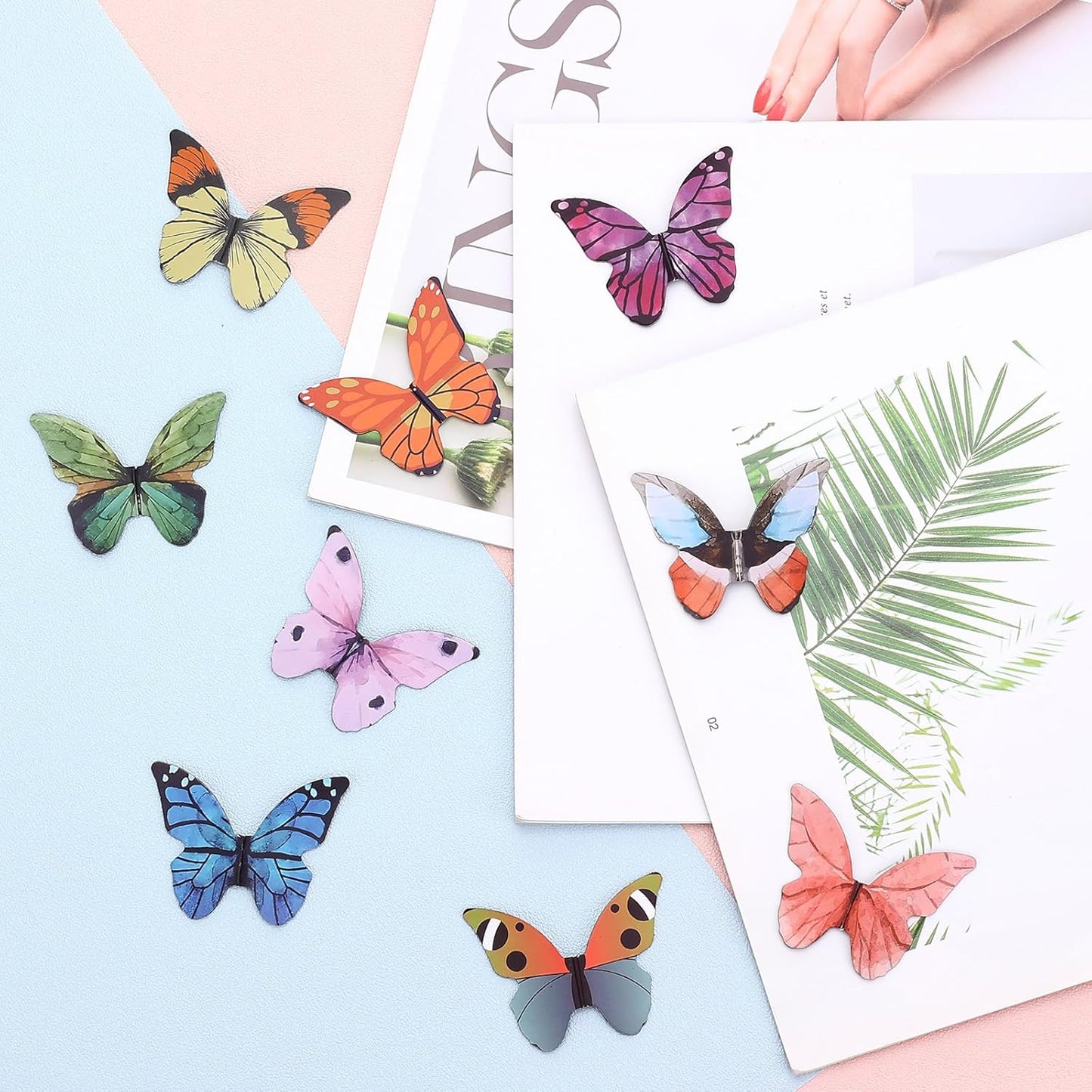 50 Pieces Butterfly Magnetic Bookmarks, Foldable Butterfly Bookmarks, Beautiful Book Marks for Reading Women Book Lovers, Cute Page Markers Clip for Students Teacher School Office Supplies Gifts
