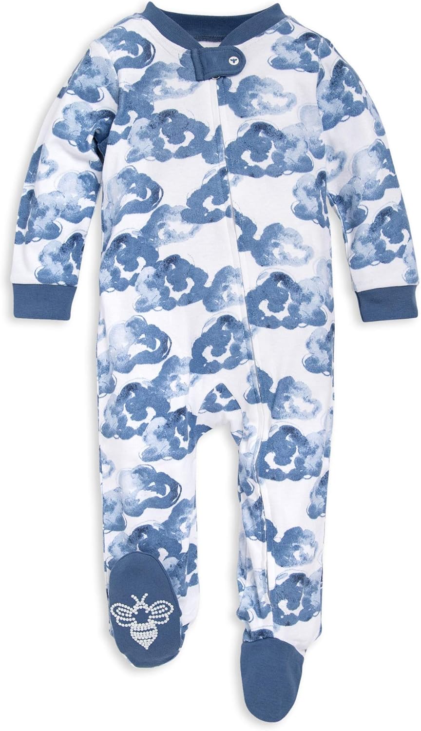 Burt's Bees Baby Boys Sleep and Play PJs, 100% Organic Cotton One-Piece Zip Front Romper Jumpsuit Pajamas