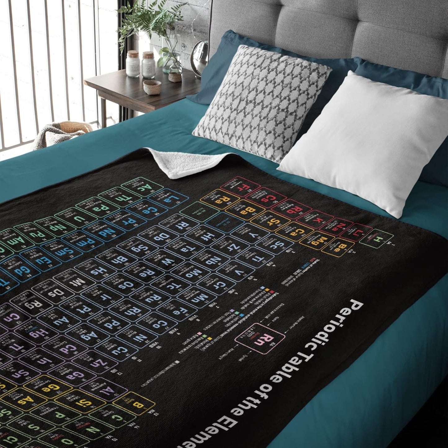 Anuruddha Periodic Table of Elements Blanket Perfect for Bed and Couch Suitable for Sofa or Beds Fluffy Warm Cozy Microfiber Flannel Lightweight Medium (60"x50")
