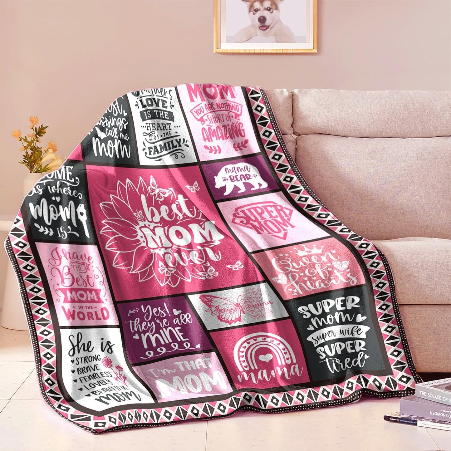 Best Mom Ever Blanket Gifts for Christmas Day, 60"X50" Mom from Daughter Son, Warm Soft Throw Blanket, Christmas,Valentine's Day