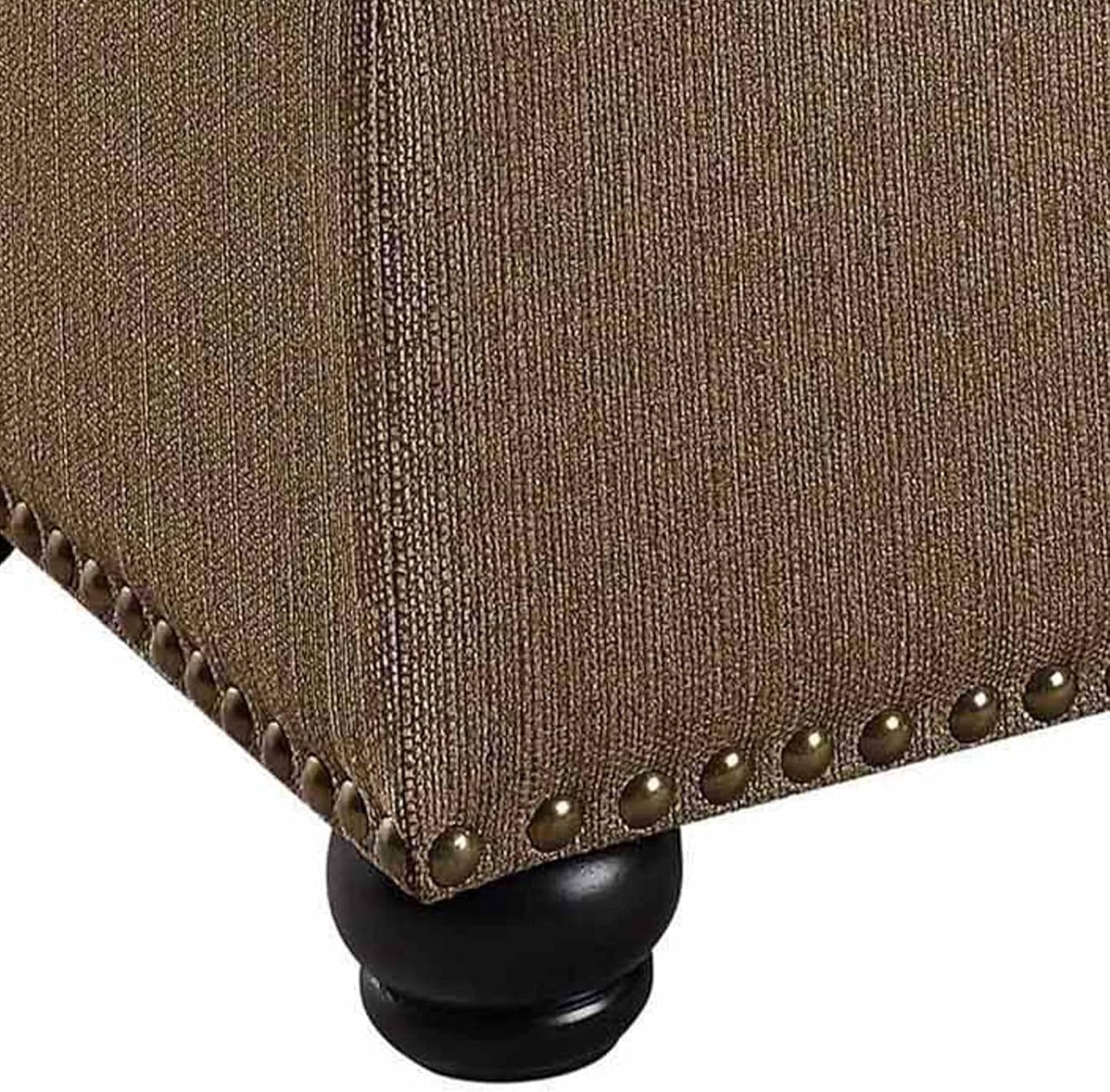 Convenience Concepts Designs4Comfort 5th Avenue Upholstered Storage Ottoman 24" - Contemporary Foot Stool and Seat with Hinged Lid for Living Room, Dining Room, Office, Den, Sandstone Fabric