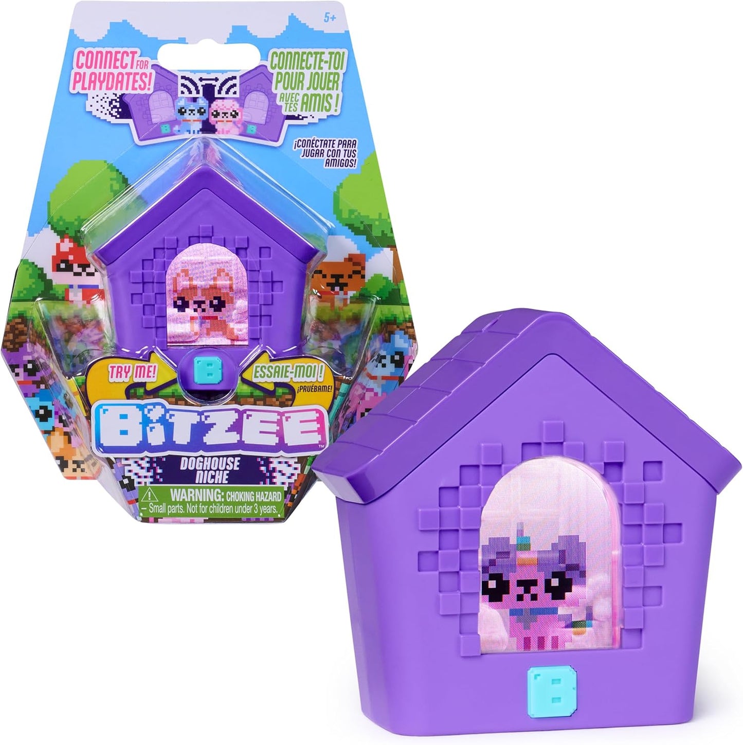 BITZEE, Doghouse Interactive Toy with 15 Puppies Inside, 3D Playroom, Great for Easter Gifts, Digital Pet Reacts to Touch