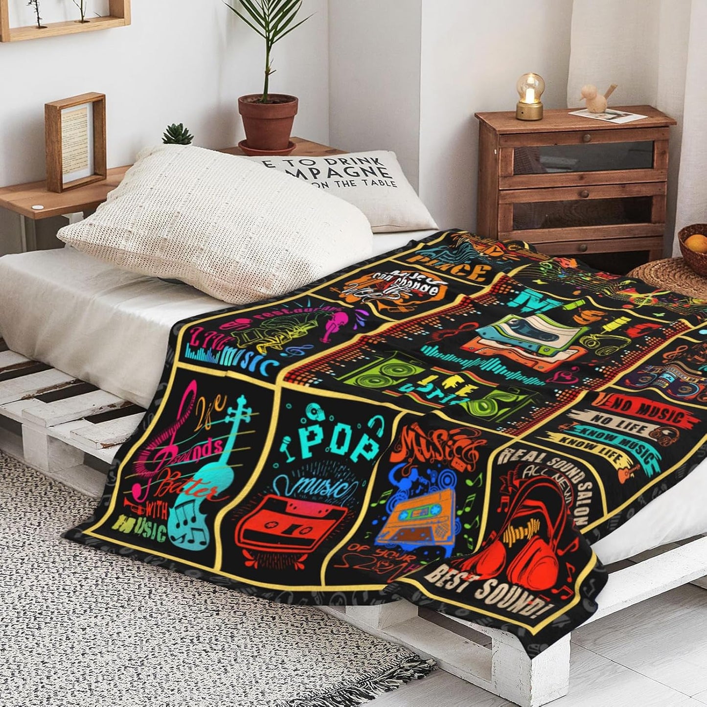 Music Blanket Gifts for Women Girls Soft Flannel Throw Blanket Musics Lovers Gifts Blankets for Kids Men Aults 50"X40"