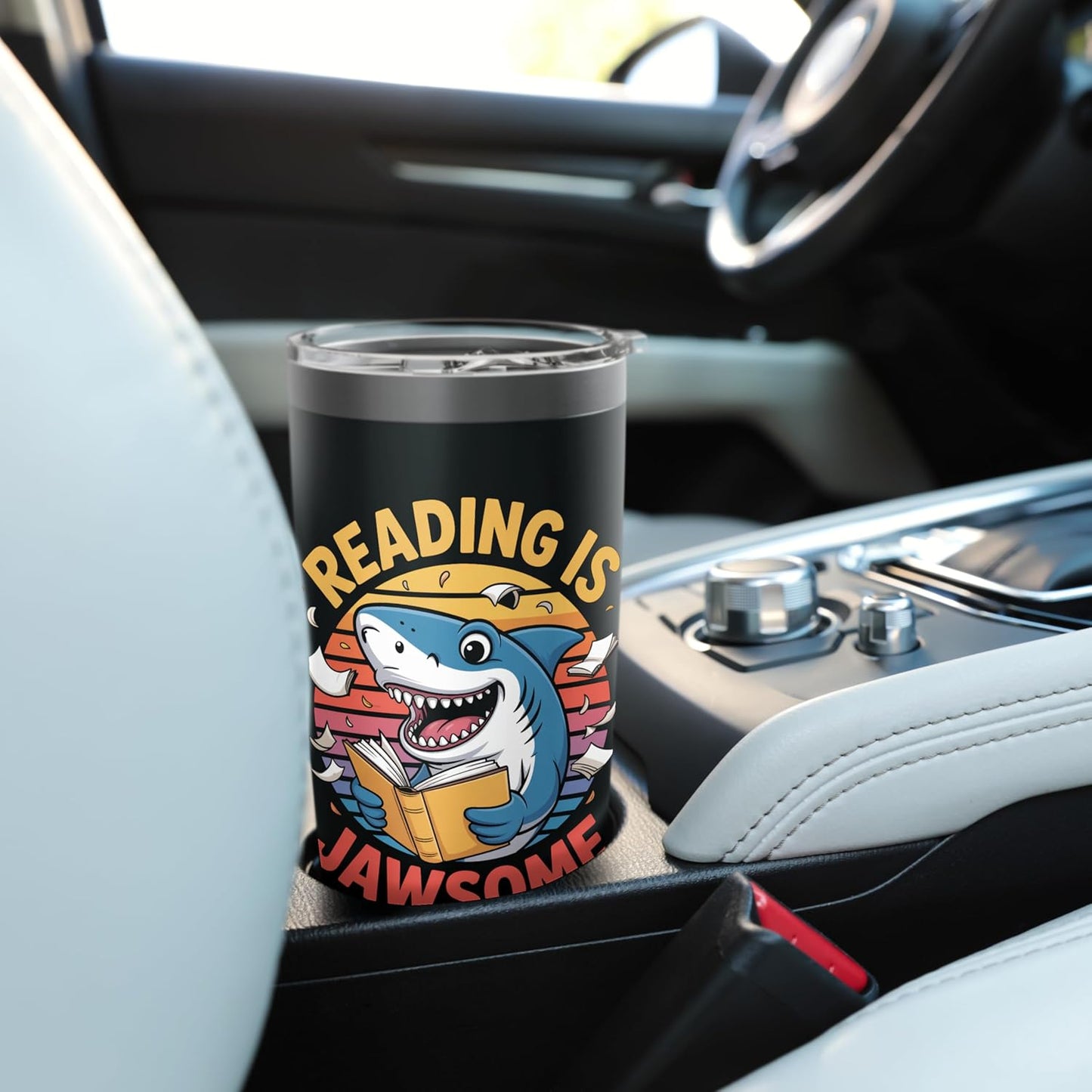 Reading Is Jawsome Shark reading Stainless Steel Insulated Tumbler