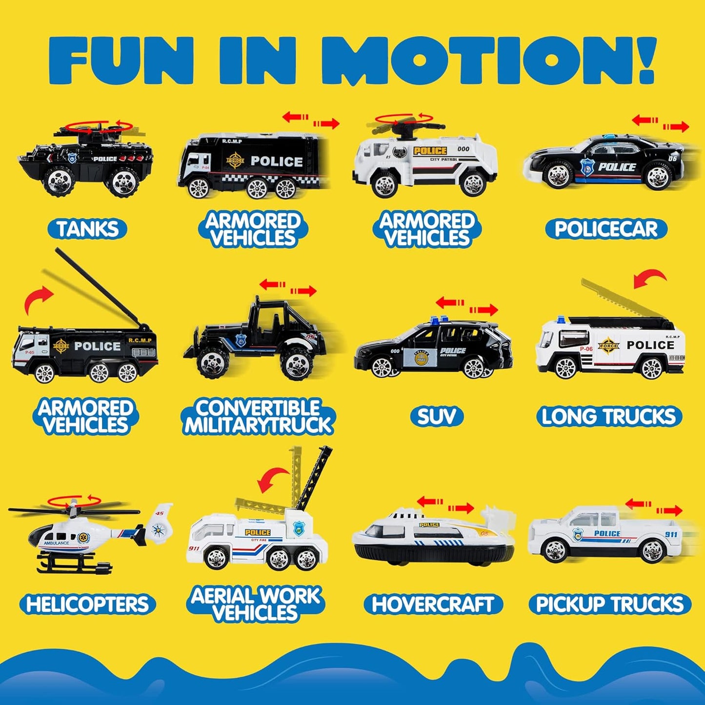JOYIN 25 in 1 Police Rescue Truck Car Toy Set with Sounds and Lights, Mini Vehicles in Carrier Truck, Play Police Patrol Rescue Vehicle Toy, Birthday Gifts for Over 3 Years Old Boys, Easter Basket