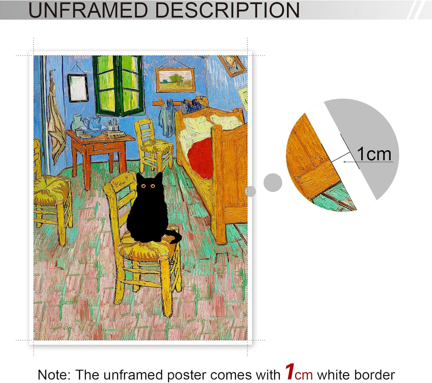 XMJJQQ Retro Vincent Van Gogh Canvas Wall Art Famous Prints Painting Bedroom in Arles Funny Black Cat Aesthetic Poster Rustic Cottagecore Farmhouse Gallery Wall Decor for Bedroom 12x16in Unframed
