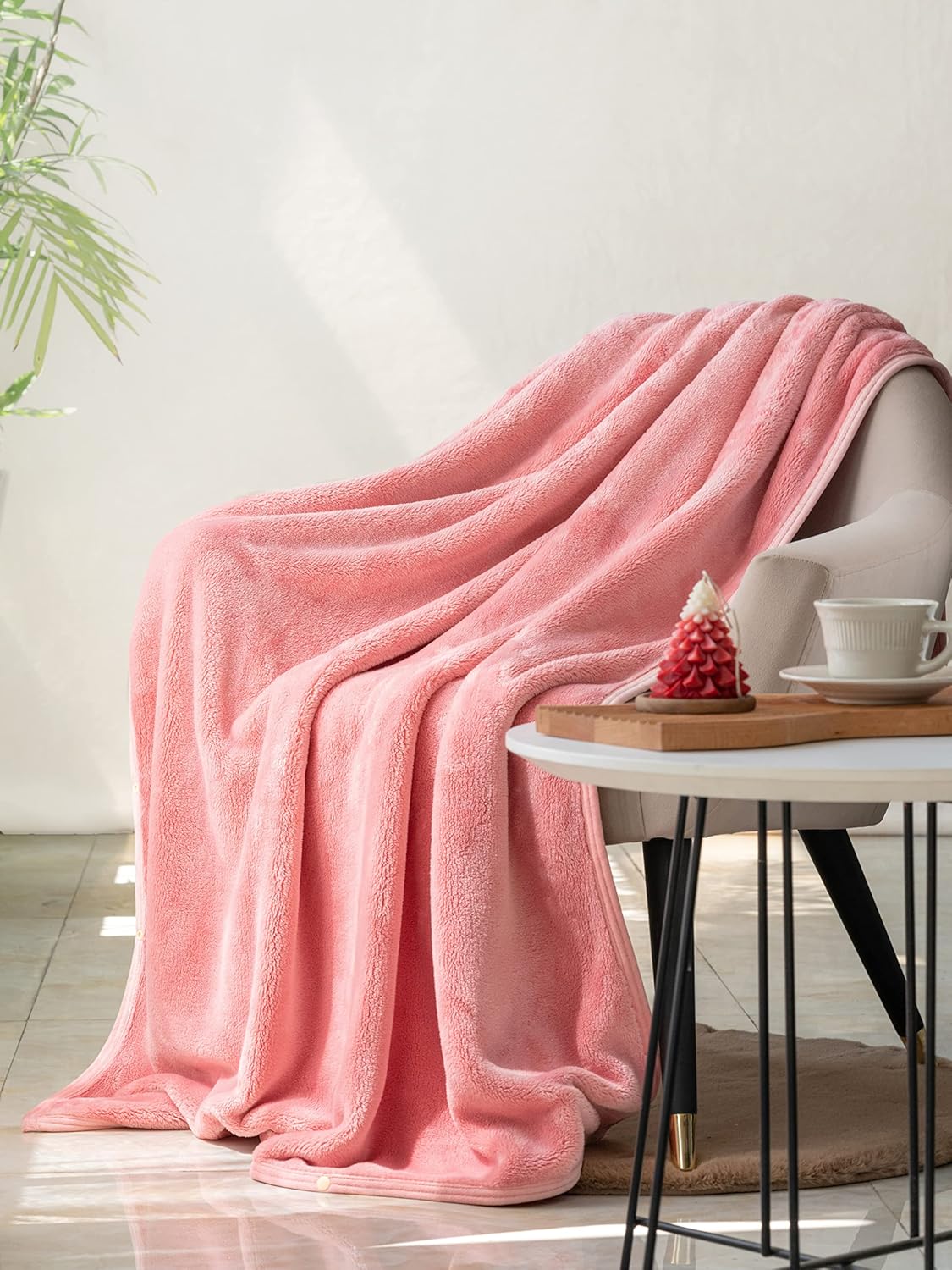 Mellowdy Shawl Blanket Pillow 2-in-1 with Sleeves for Office, Work, Home (Blossom Pink, 40x60) - Wearable Adult Snuggie Coat Poncho, Airplane Travel Set, Fleece Shoulder Wrap for Men and Women