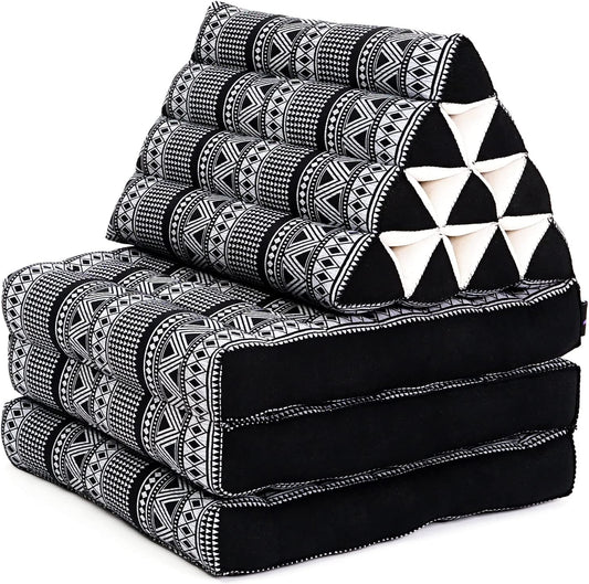 Leewadee Floor Mattress with Triangle Cushion, Floor Chair with Back Support, Recliner Reading and Sleeper Chair, Meditation Cushion, Comfy Living Room Furniture, Floor Cushion, Black