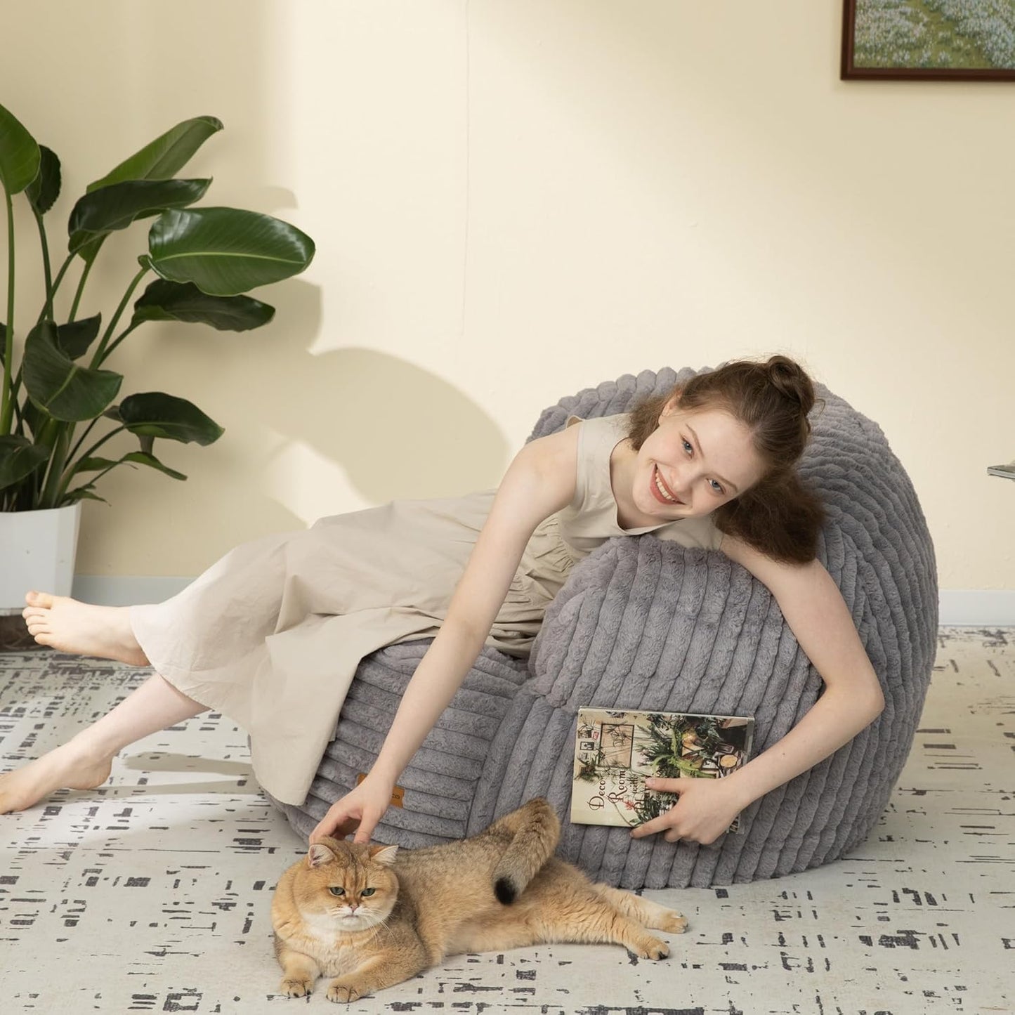 Bean Bag Chair for Adults and Teens, Comfy Cozy Bean Bag Chairs,Beanbag Chair for Dorm Lazy Couch Sofa Chair Living Room Gaming,Reading