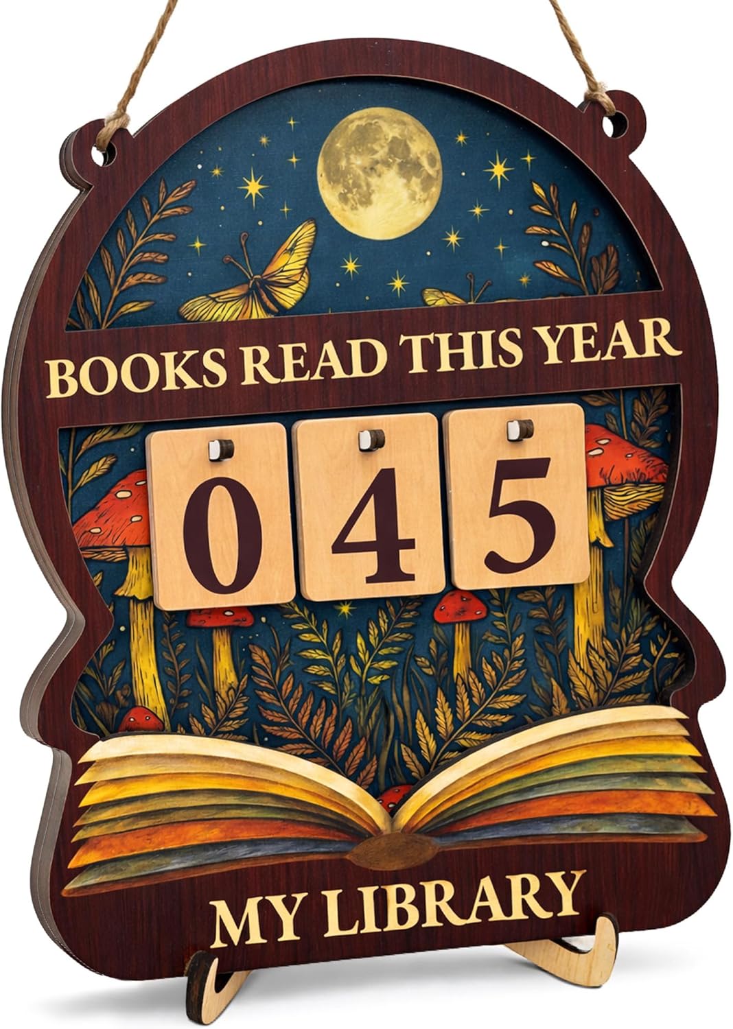 Books Read This Year Counter Sign - Fantasy Reading Tracker Ornament Bookshelf Decor - Bookish Gifts for Women Book Lovers Readers Bookworms