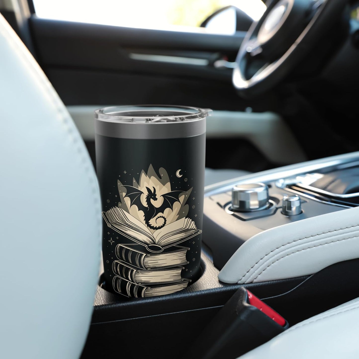 Fantasy Dragon & Books - Magical Reader Stainless Steel Insulated Tumbler