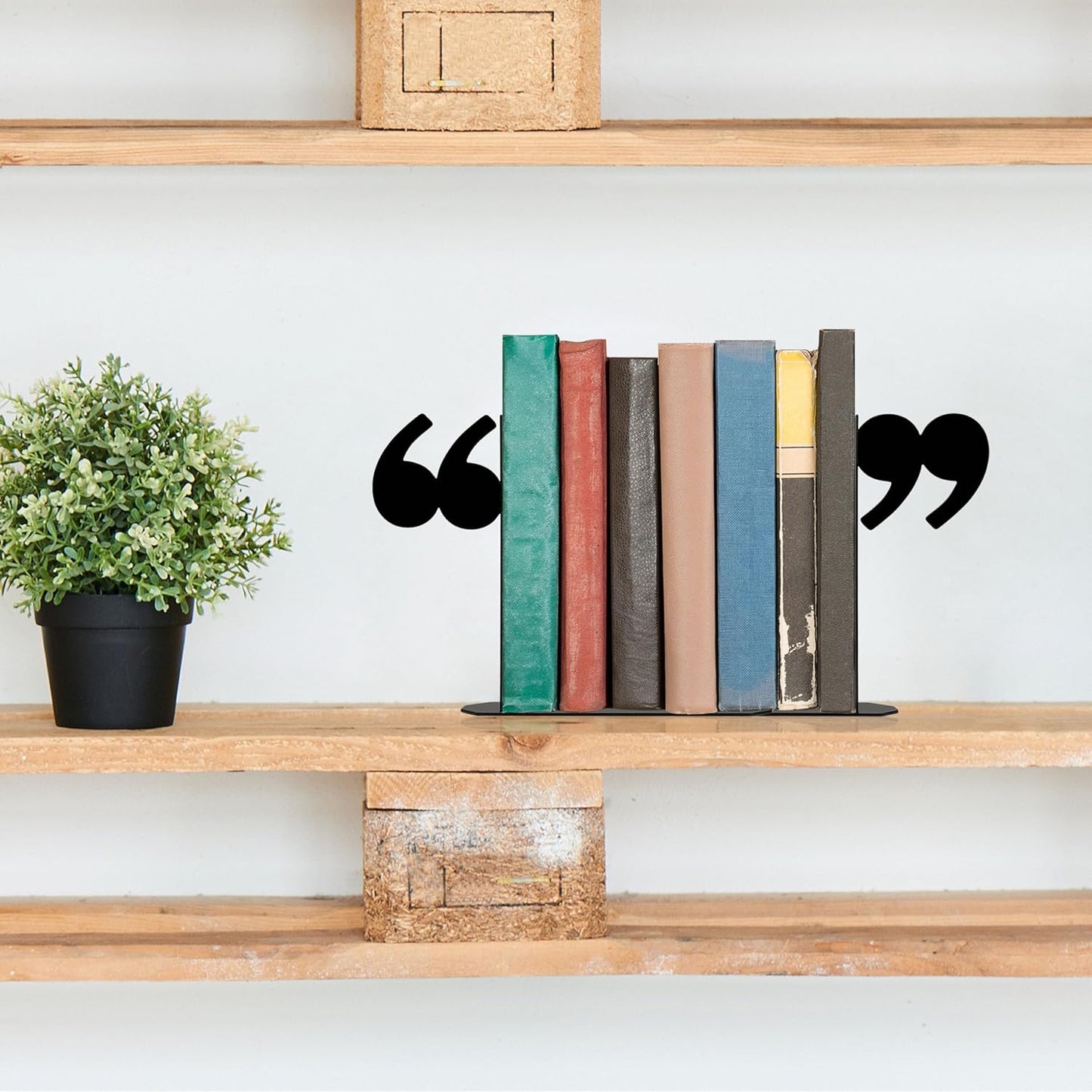Bookends Decorative Unique Novelty Book Ends for Kids Books - Unique Bookends Decorative Metal Quotation Mark Design Bookshelf Decor, Bookish Decor for Shelves and Book Lovers Gift Ideas