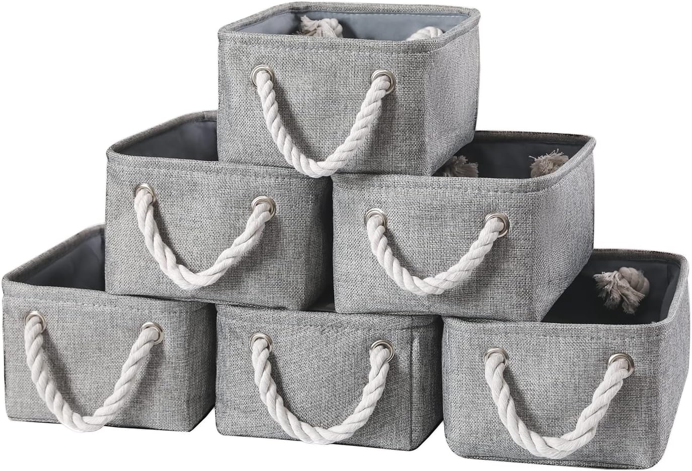 combocube 11.8 x 7.8 x 5.1 Inch Fabric Storage Bins for Shelves, Linen Storage Organizer Storage Basket with Ropes for Laundry, Home, Closet, Office, Clothes, Toys Organizer