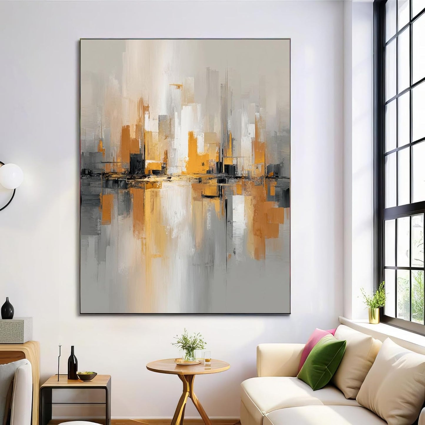GDJSMIN Abstract Painting Wall Art, Cityscape Poster for Reading Room Living Room Decor 24 x 36 inch Unframed