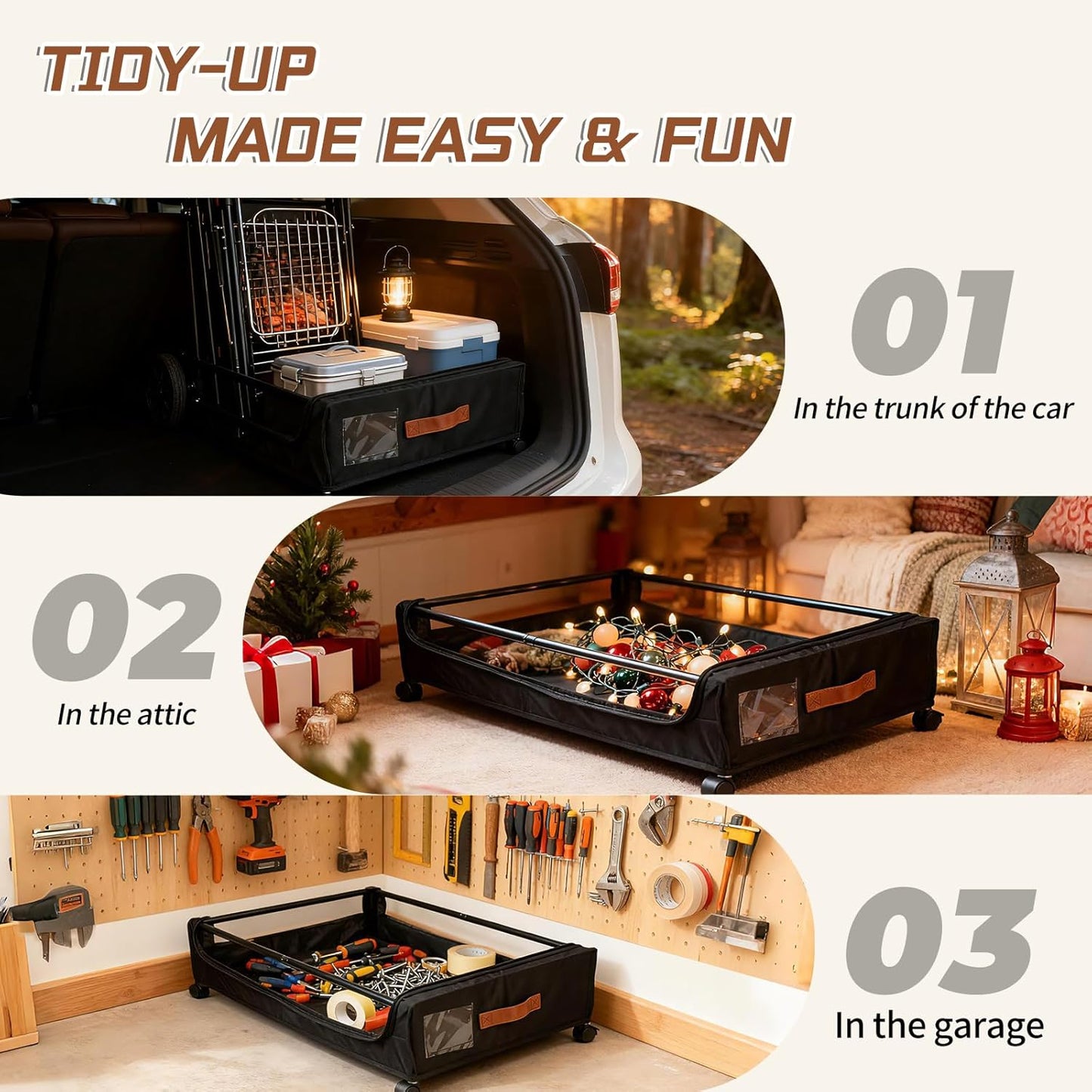Under Bed Storage with Wheels, 35L Large Capacity Underbed Storage Container with Clear Lid & Label, Rolling Metal Drawer for Clothes, Shoes, Toys, Books, Blankets, Black