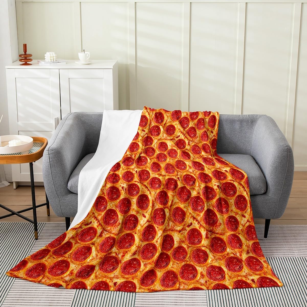 Feelyou Pizza Decor All Season Bed Blanket Kids,Pepperoni Be Fleece Throw Blanket Flannel Fuzzy Blanket for Boys Girls,Funny Delicious Pizza Microfiber Plush Blanket Room Decor Twin 60"x80"