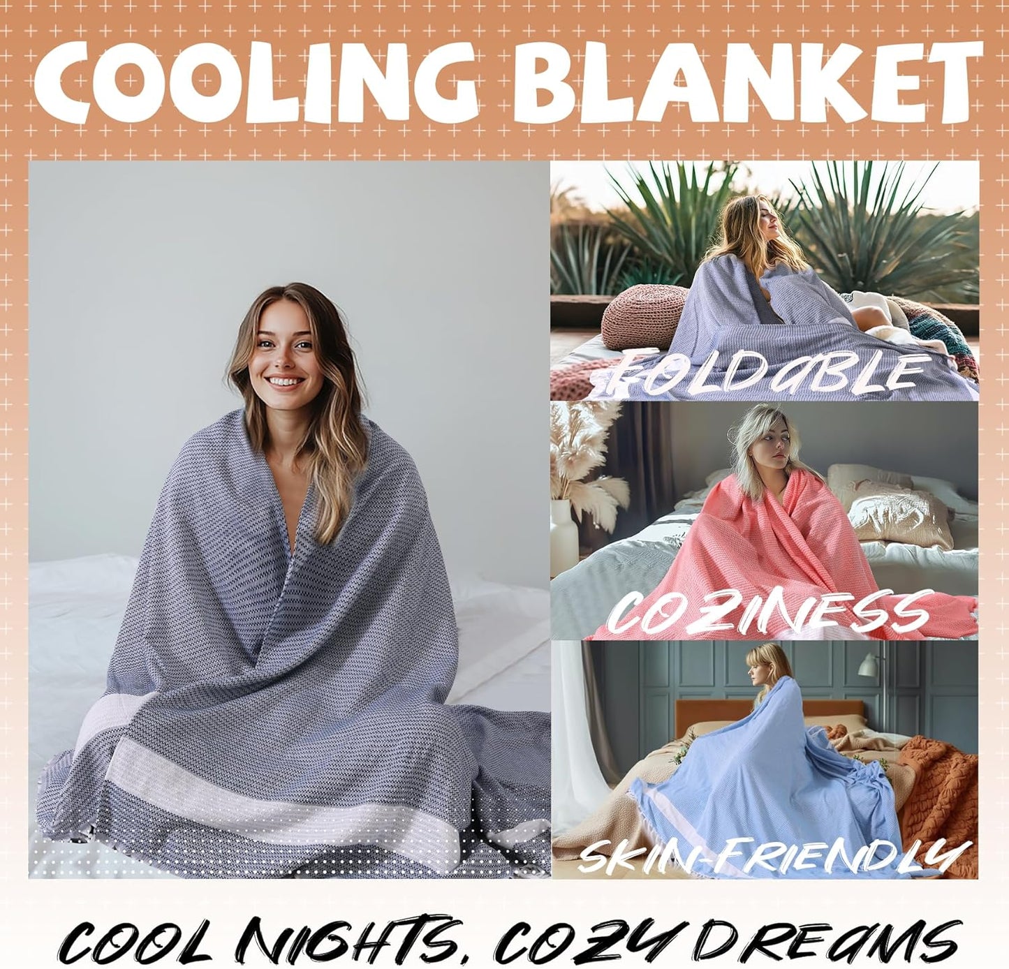 Lightweight Woven Throw Blanket Large Soft Travel Accessories Women Summer Winter Vacation Essentials European Mexico Costa Rica Bahamas Alaska Japan Italy Amazon Africa Hawaii Trip Must Haves Navy