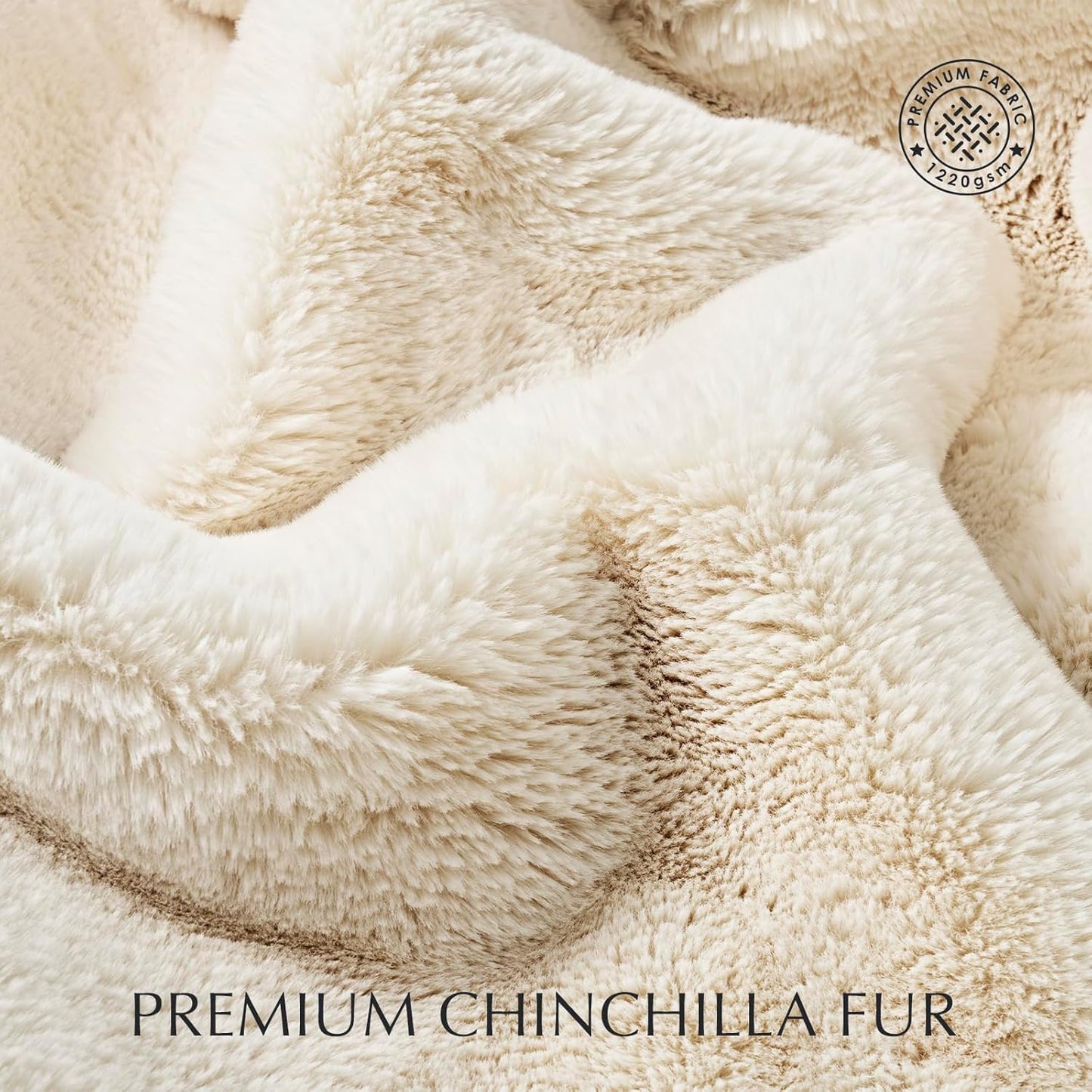 EVERGRACEHOME Luxury Soft Faux Chinchilla Fur Throw Blanket for Couch, Warm Thick Heavy Winter Throw Blanket 1220GSM for Bed, Fluffy Cozy Mink Blanket with Reversible Velvet, Arctic White, 50"x60"