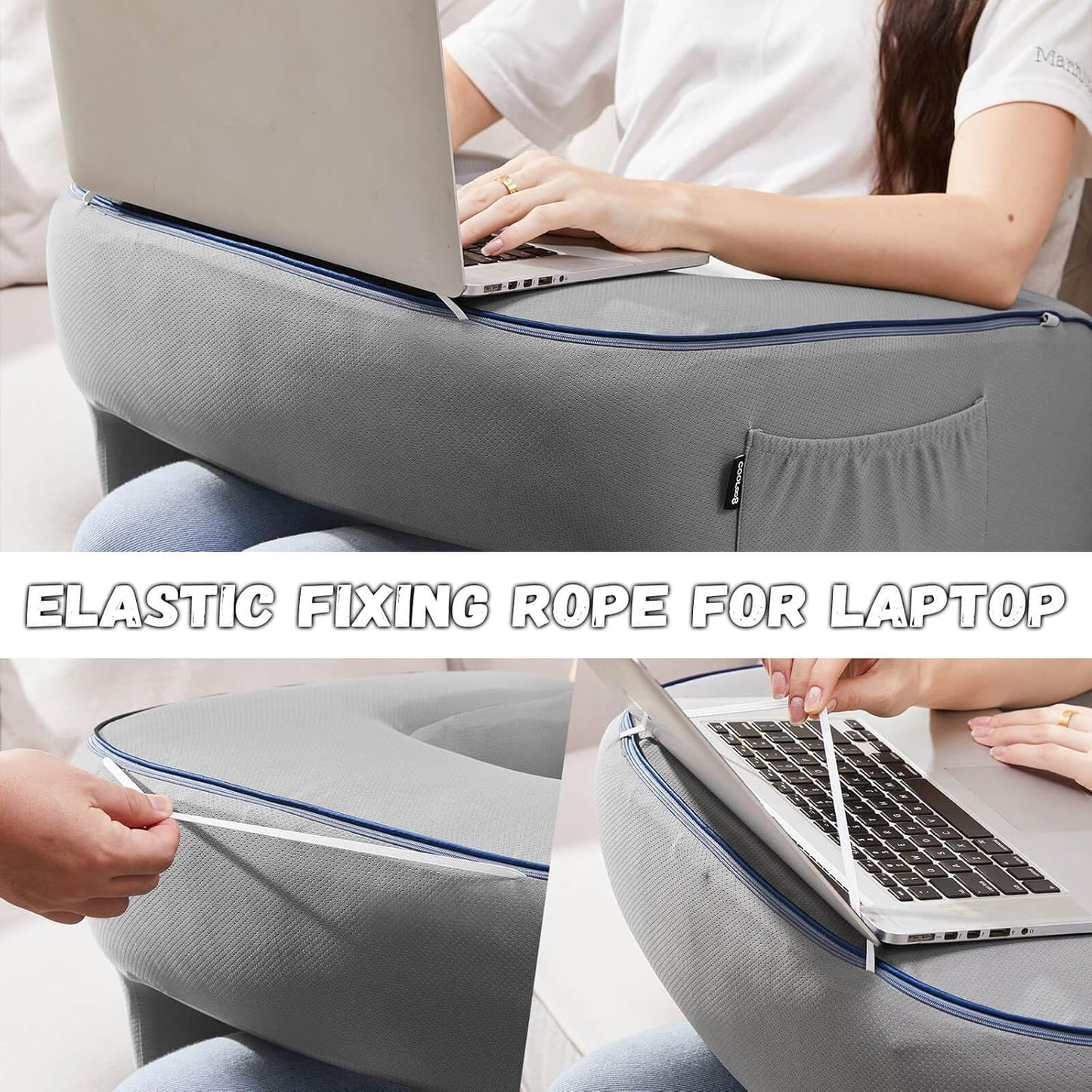 Reading Pillow with Armrests – Extra Large Memory Foam Gaming Pillow for Adult, Lap Desk for Laptop, Arm Rest for Working, Crocheting, Playing Game or Siting in Bed, Floor, Sofa, (Grey)
