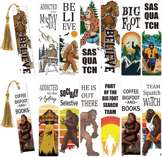 Sasquatch UV DTF Bookmark Wraps - 24 Sheets He is Out There Mysterious Bigfoot Blank Acrylic Bookmark Stickers, Socially Selective Rub on Transfer Decals for Book Lovers