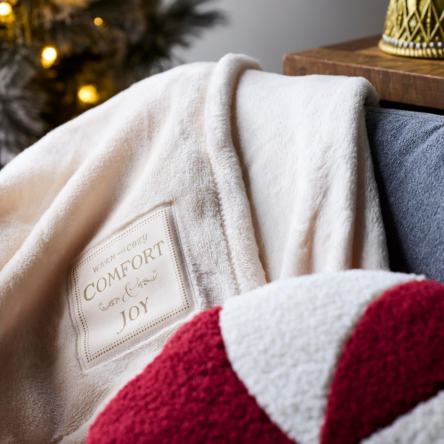 DEMDACO Cozy Holiday Christmas Throw Blanket 50 x 60 Inch Super Soft Plush Polyester Comfort and Joy
